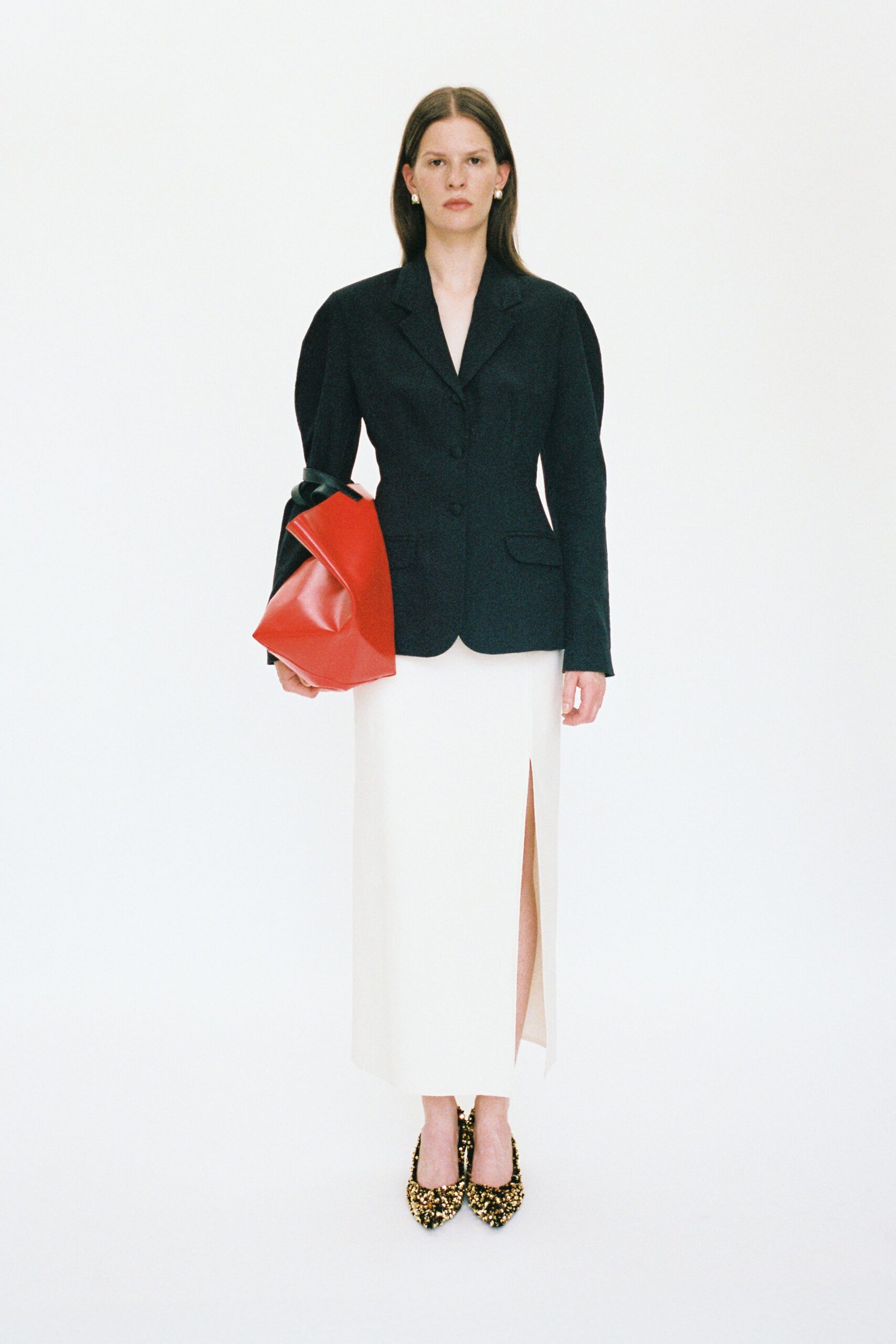 red vinyl structured bag