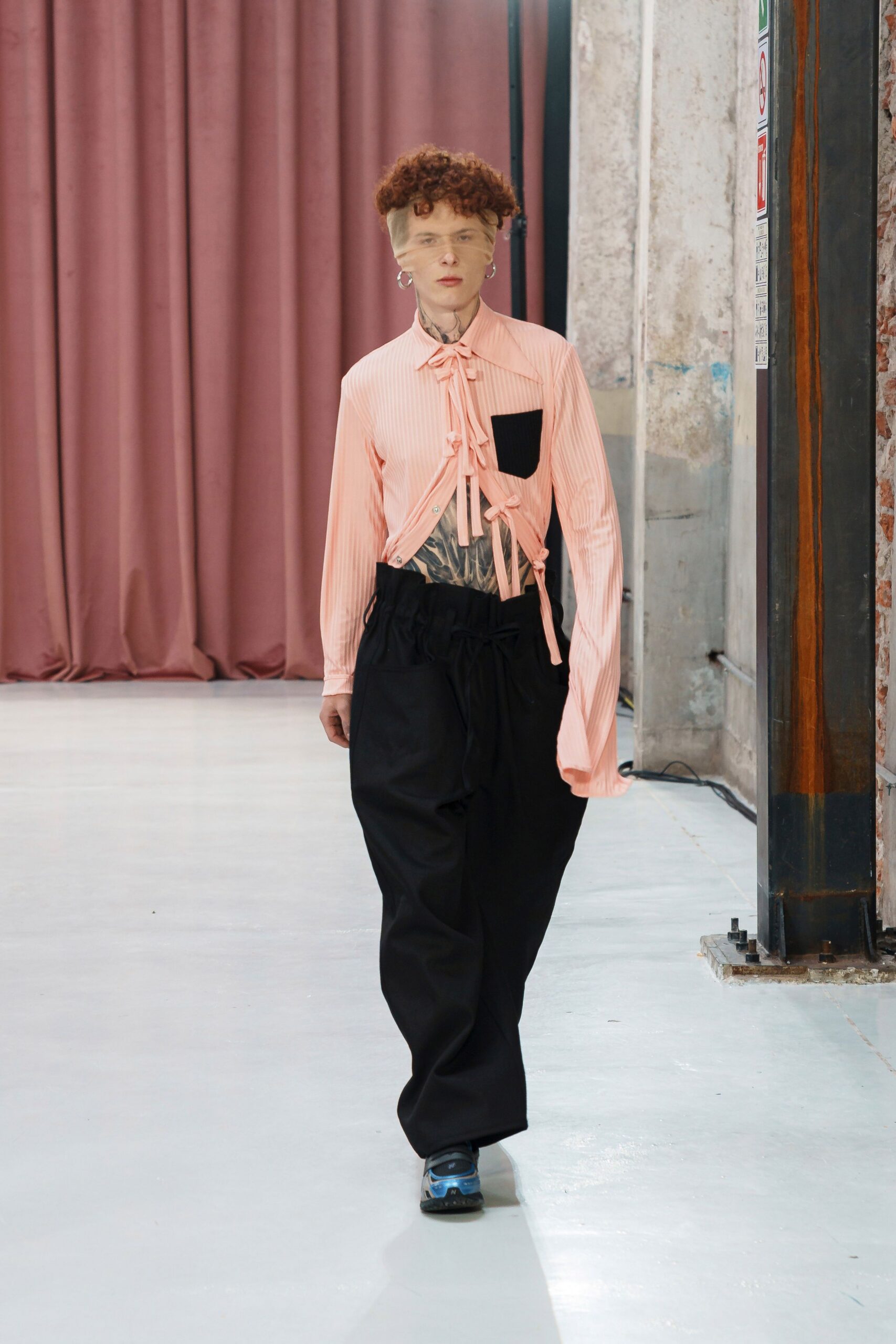 pink cotton long-sleeve collared relaxed striped buttoned shirt