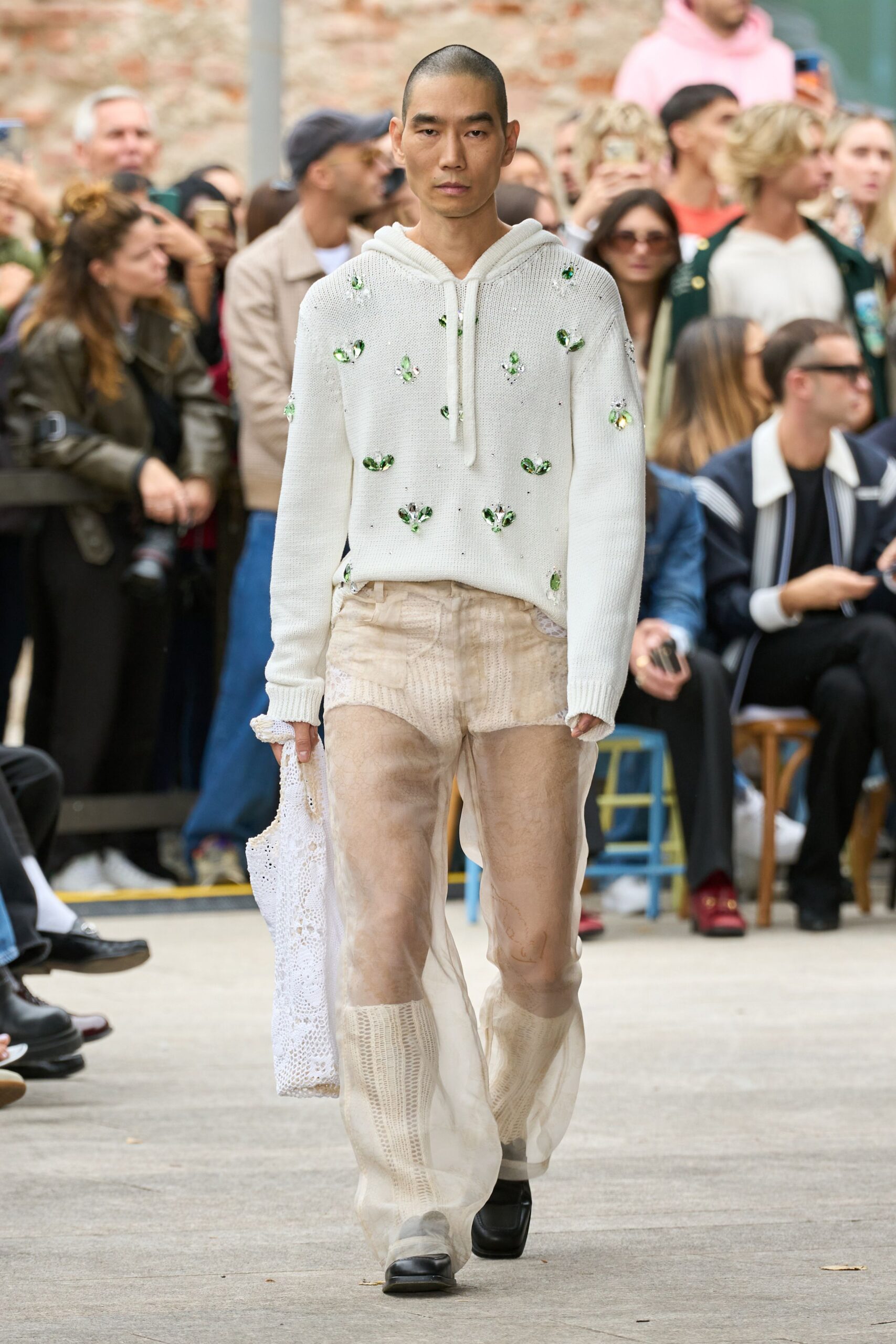 clear mesh relaxed sheer pants