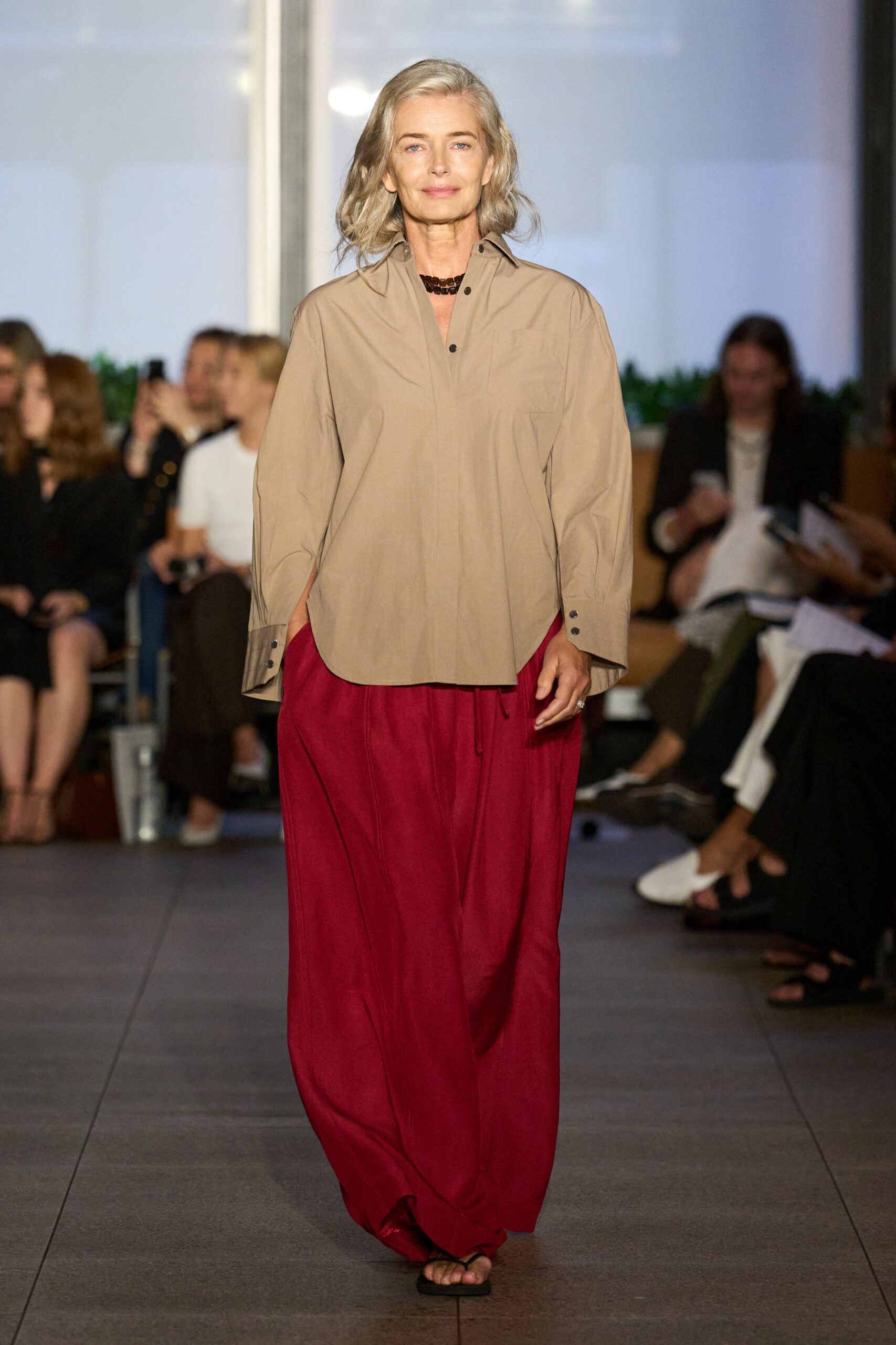 red cotton relaxed wide-leg pants