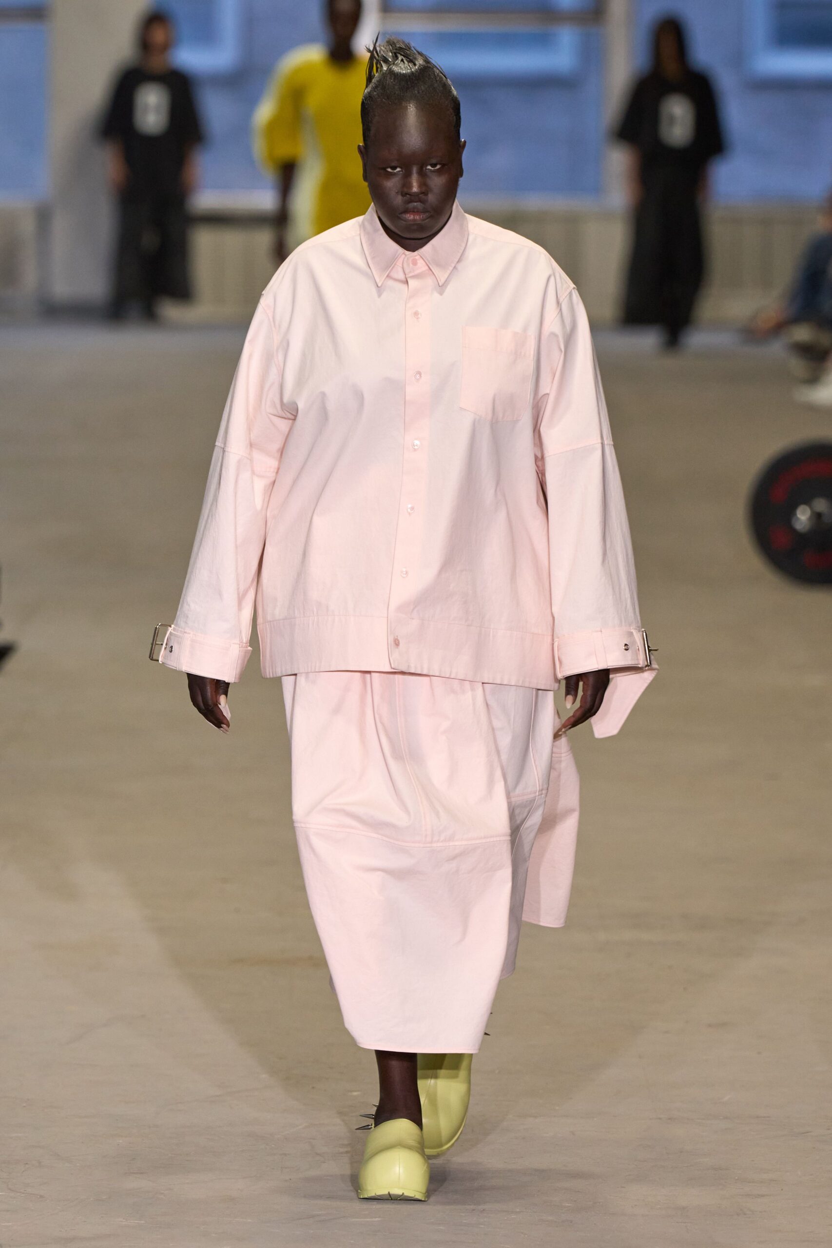pink cotton long-sleeve collared oversized shirt