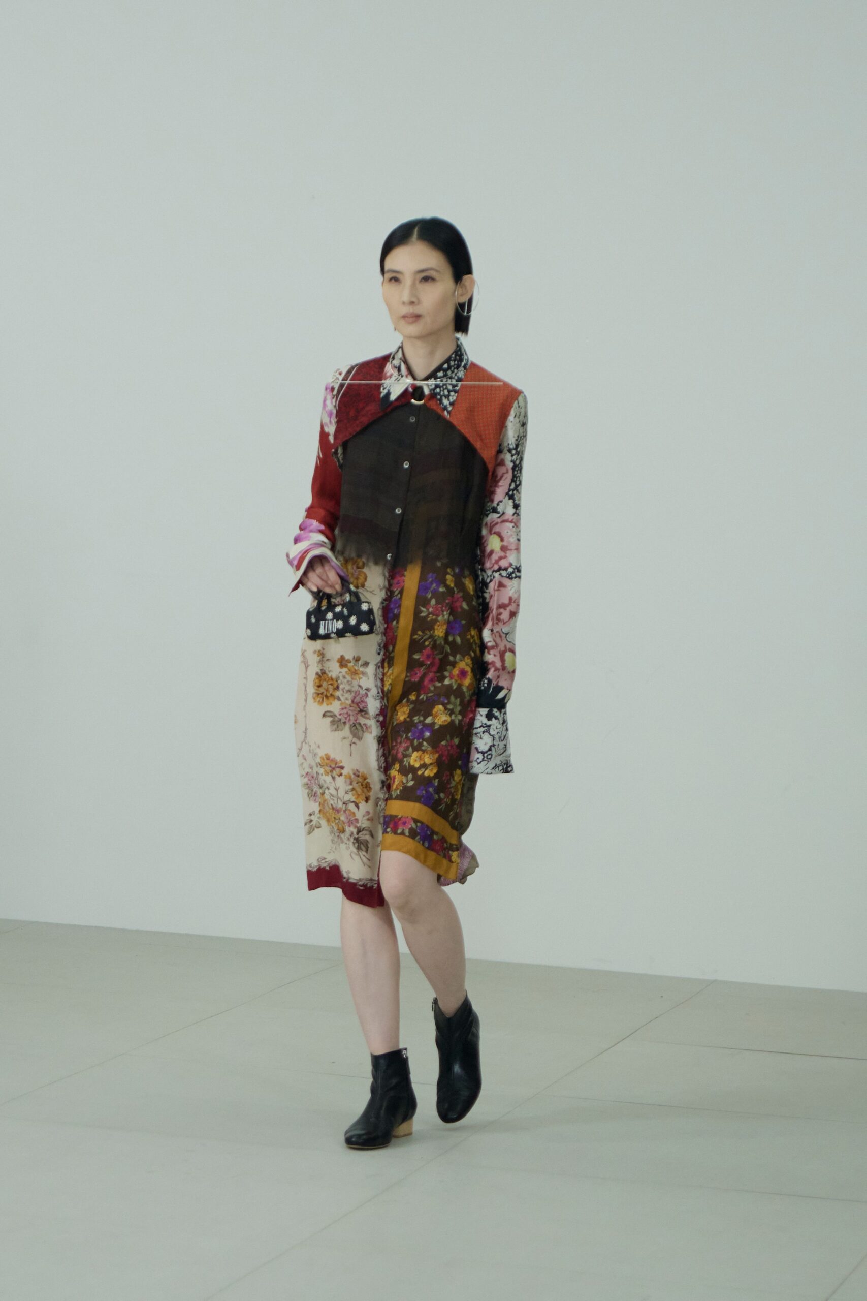 multi-colored floral mini dress