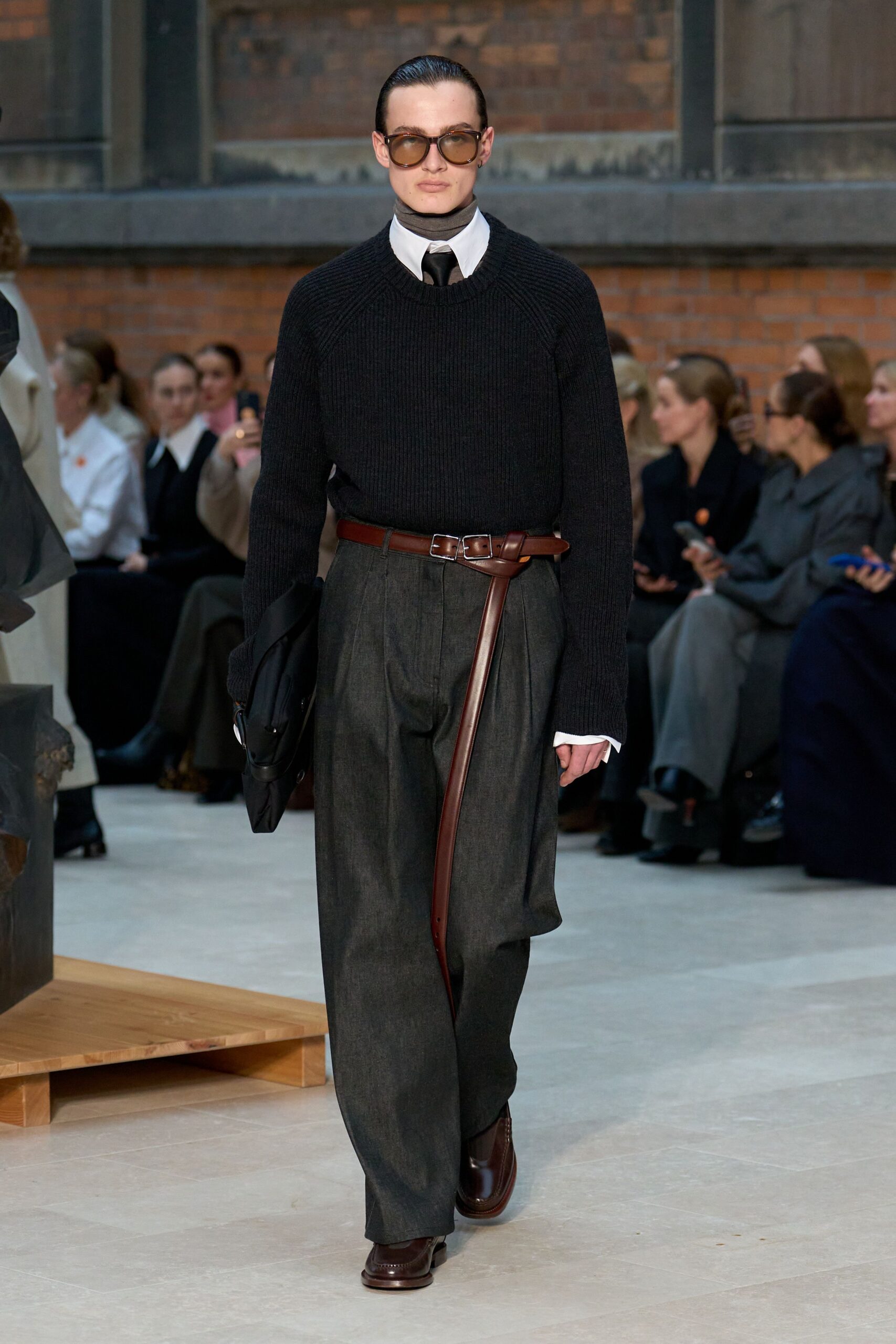 black wool sweater with white shirt