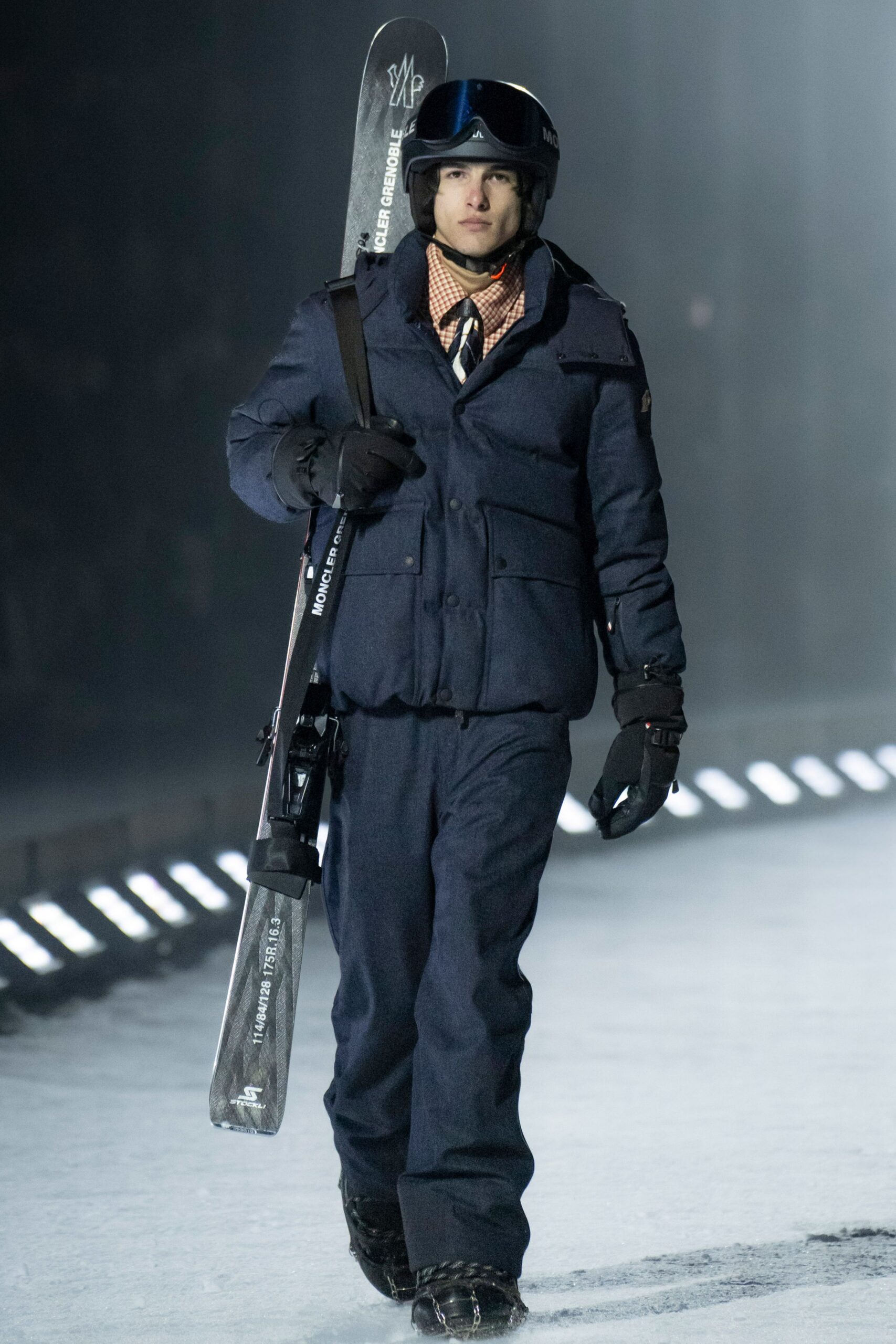 navy jacket and pants outfit