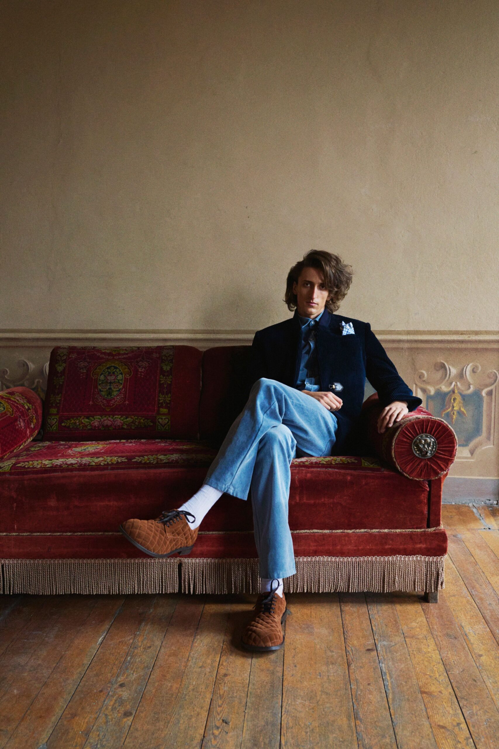 black blazer with blue shirt