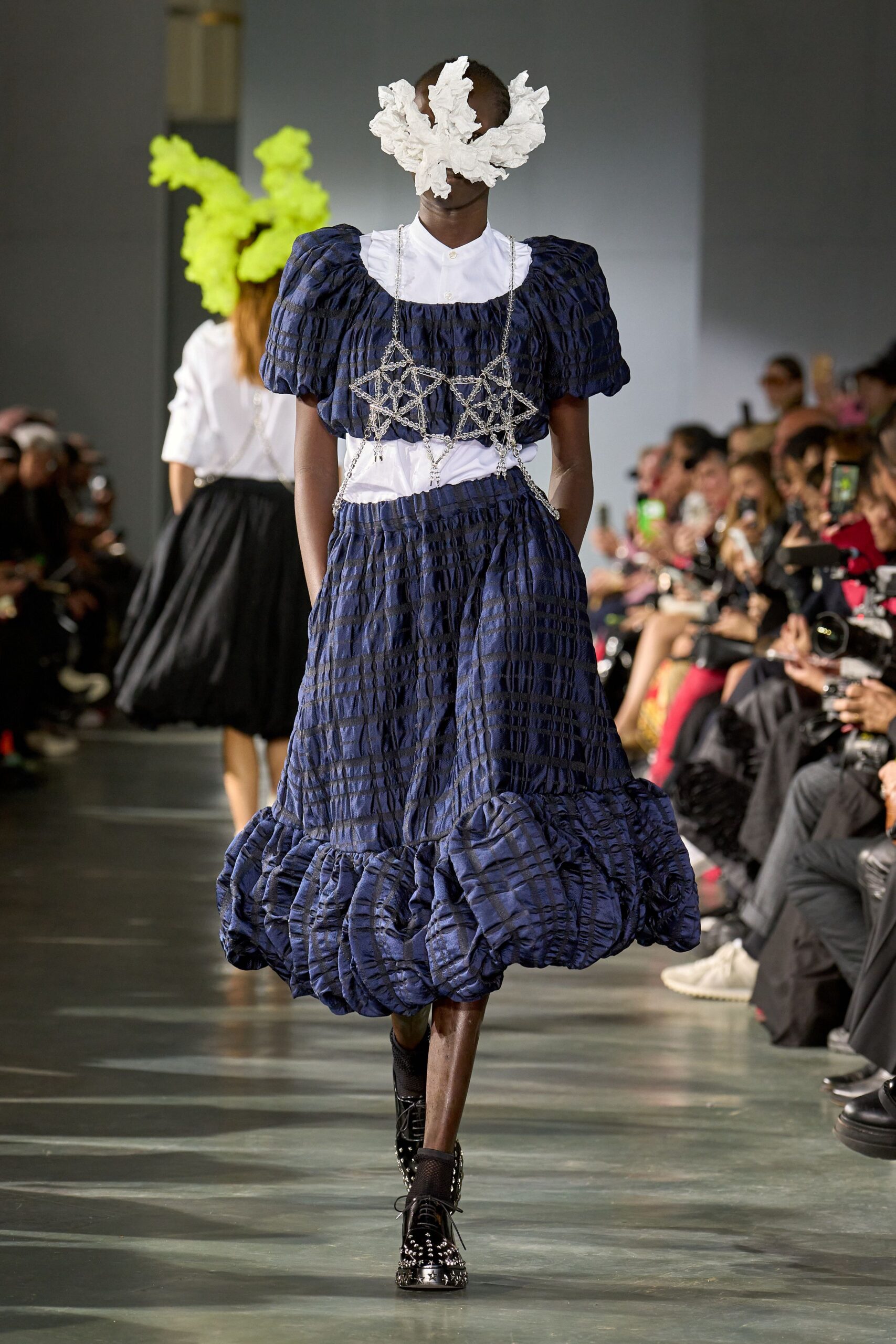blue and black layered dress
