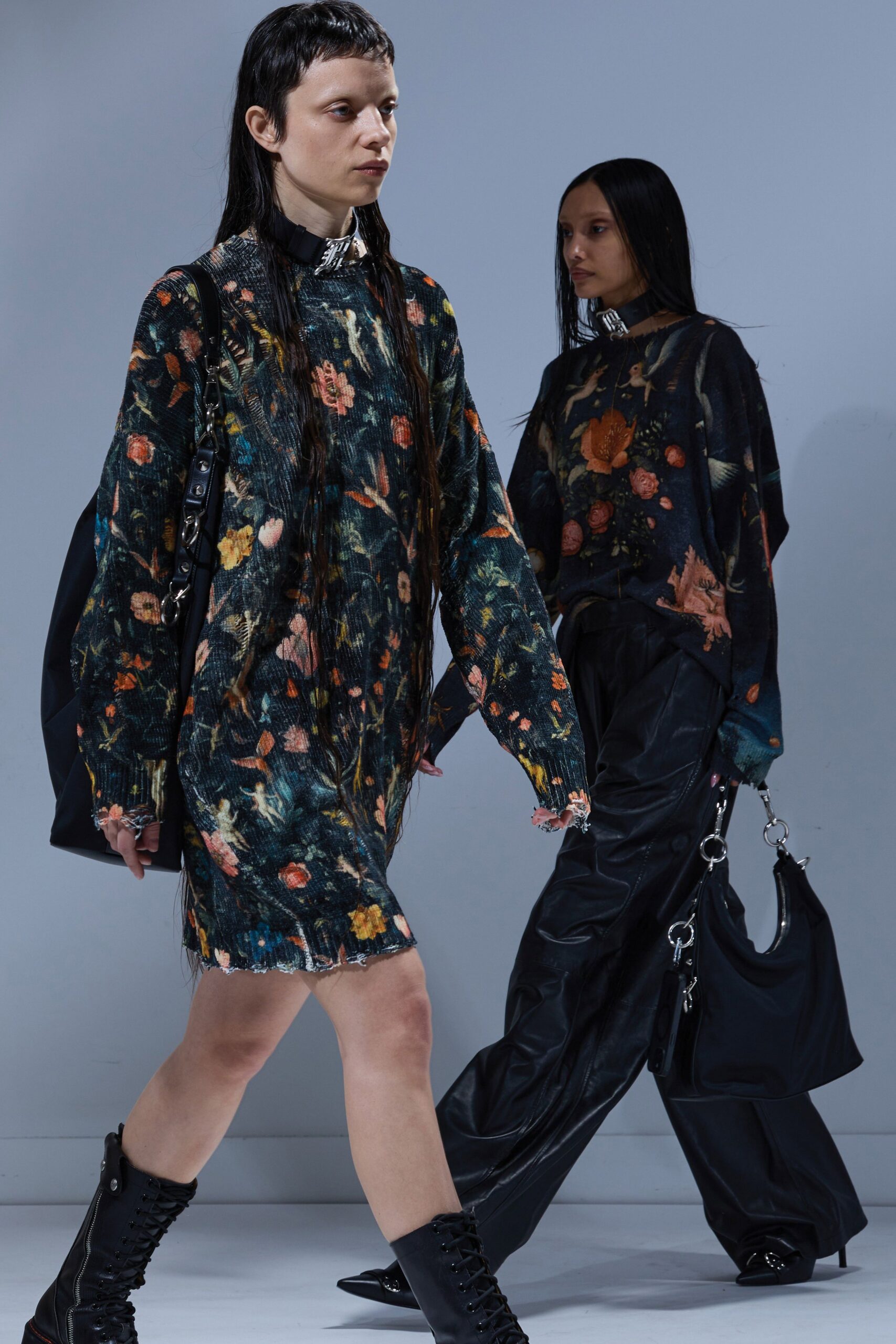 black cotton sleeveless oversized floral top