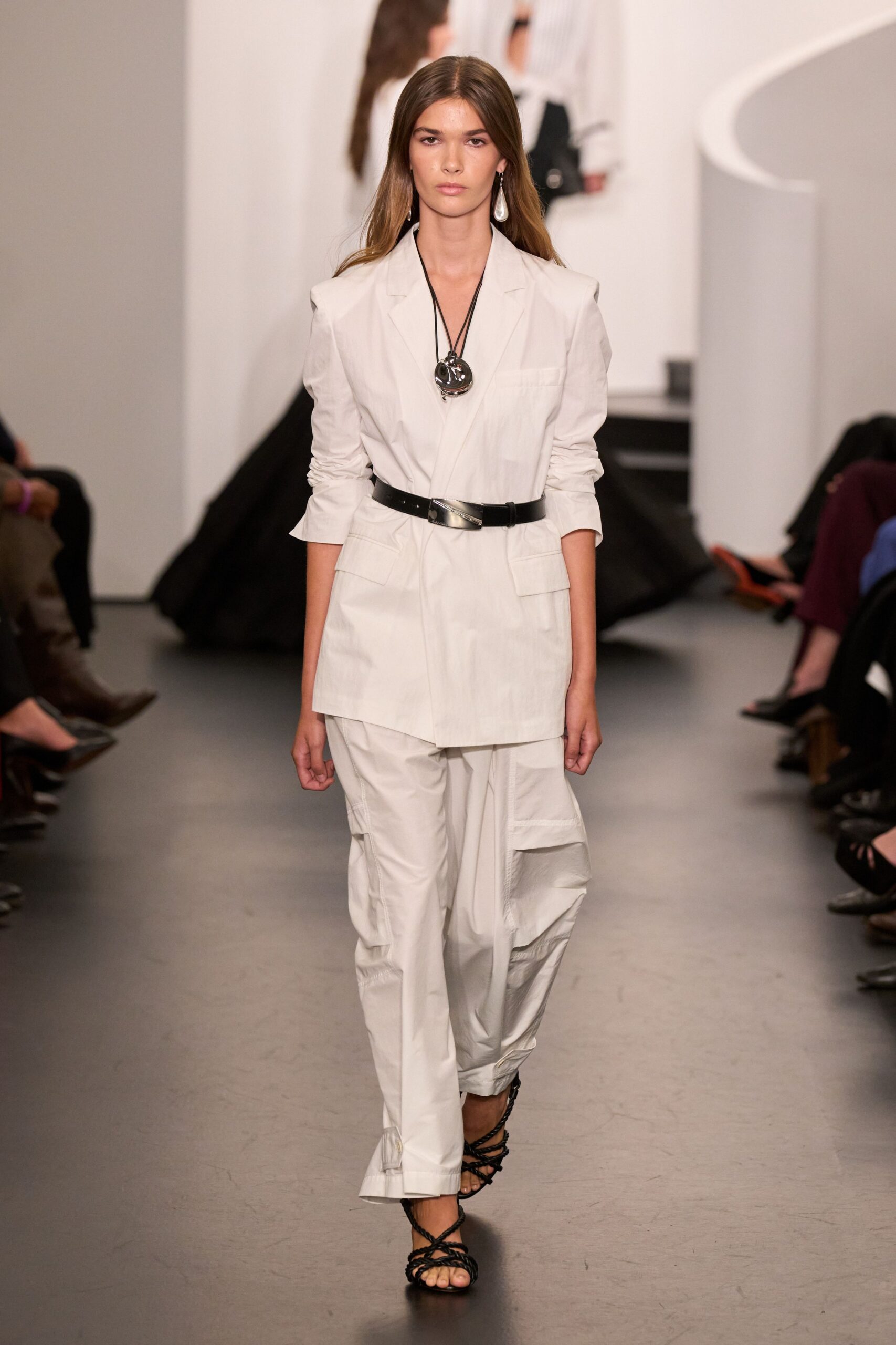 white tailored blazer with relaxed pants