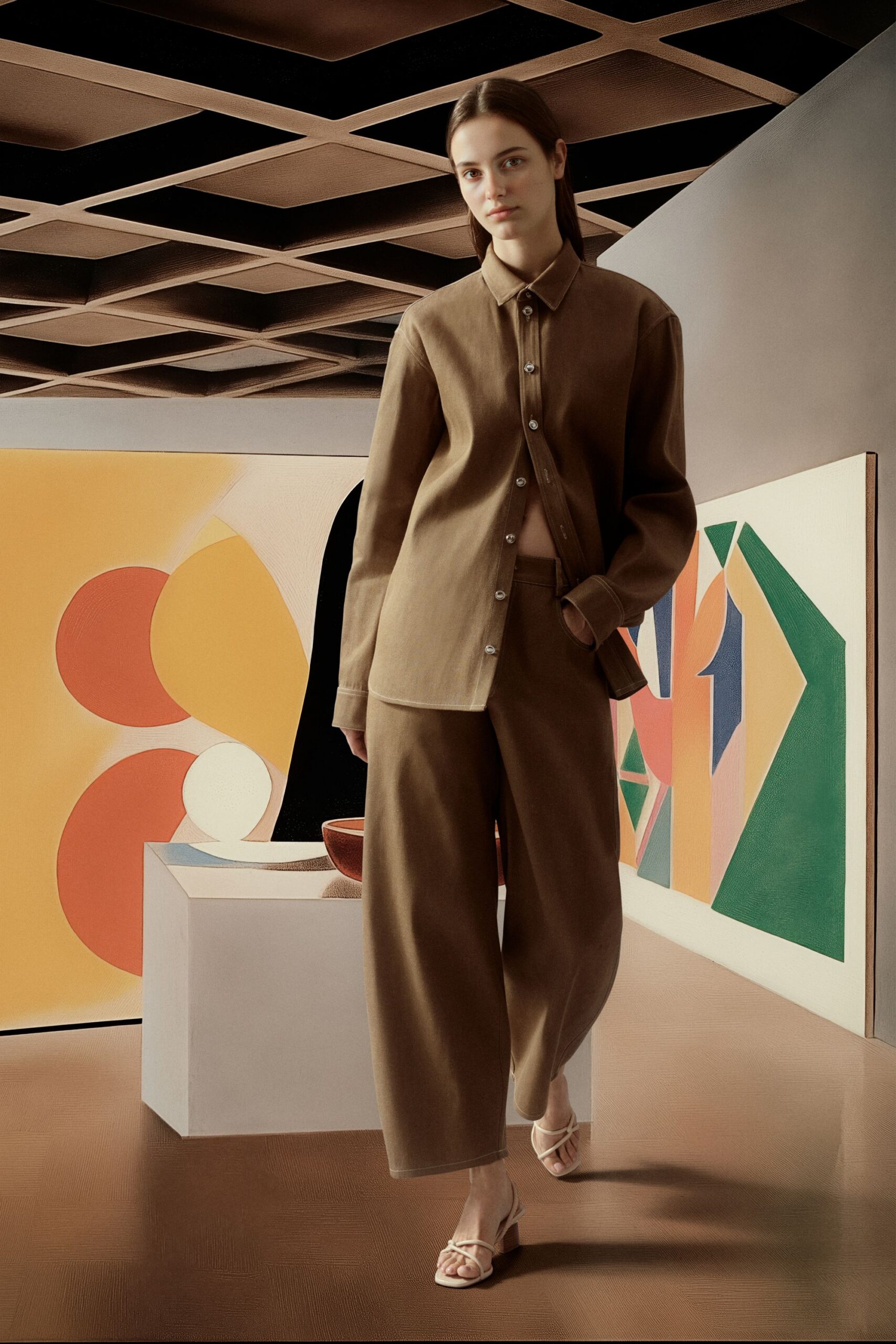 brown relaxed shirt and pants