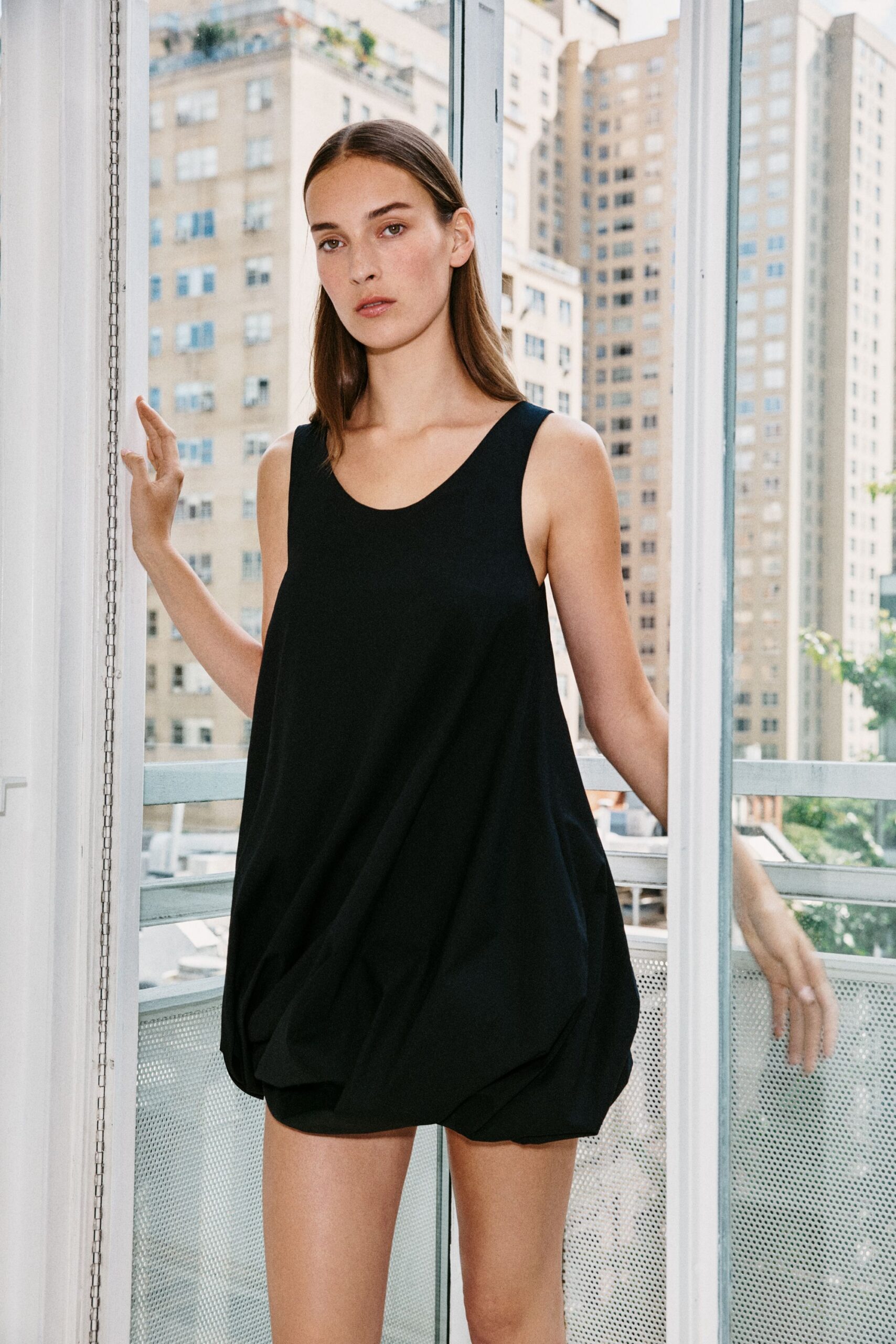 black relaxed sleeveless dress