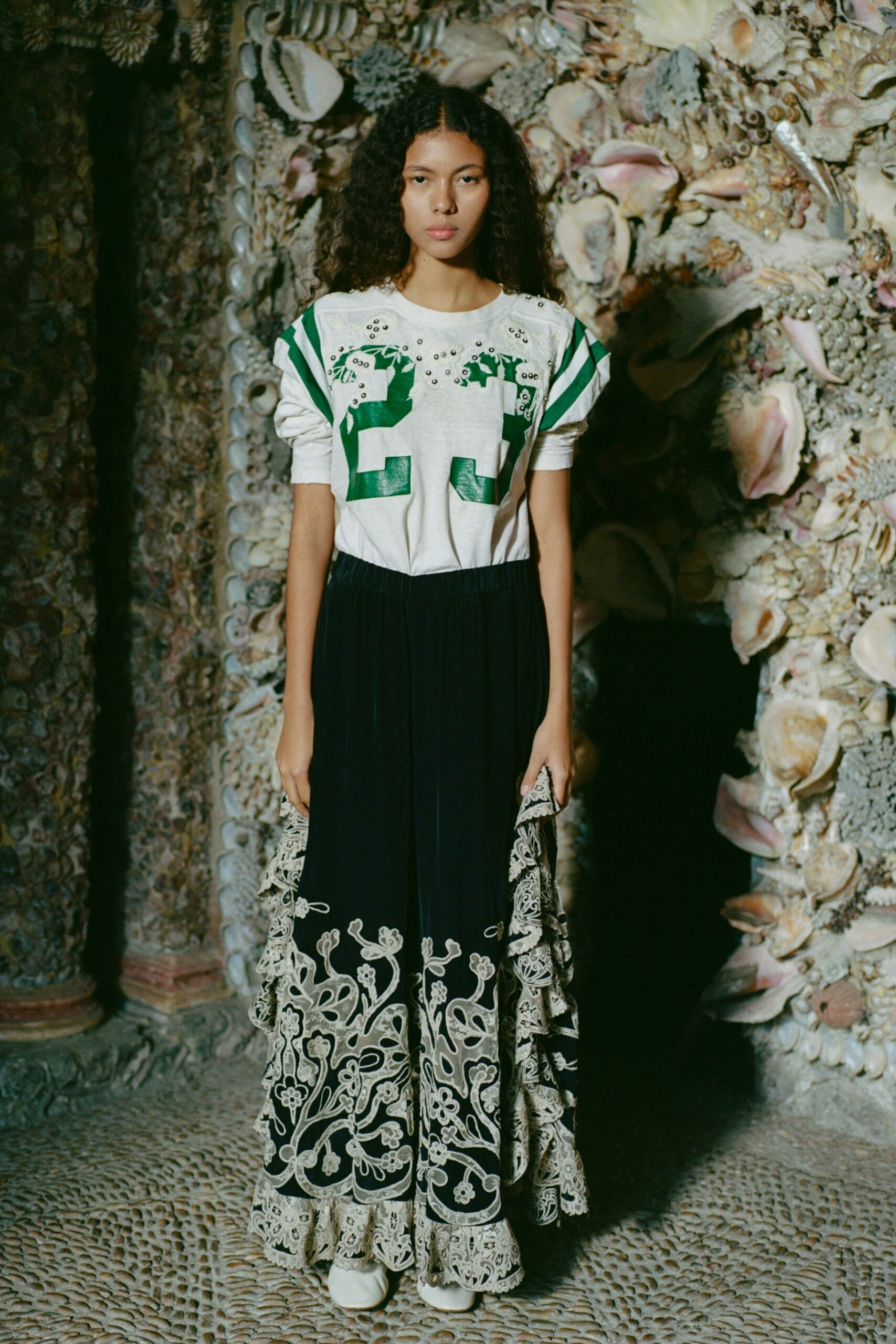 black velvet fitted flared tiered pants