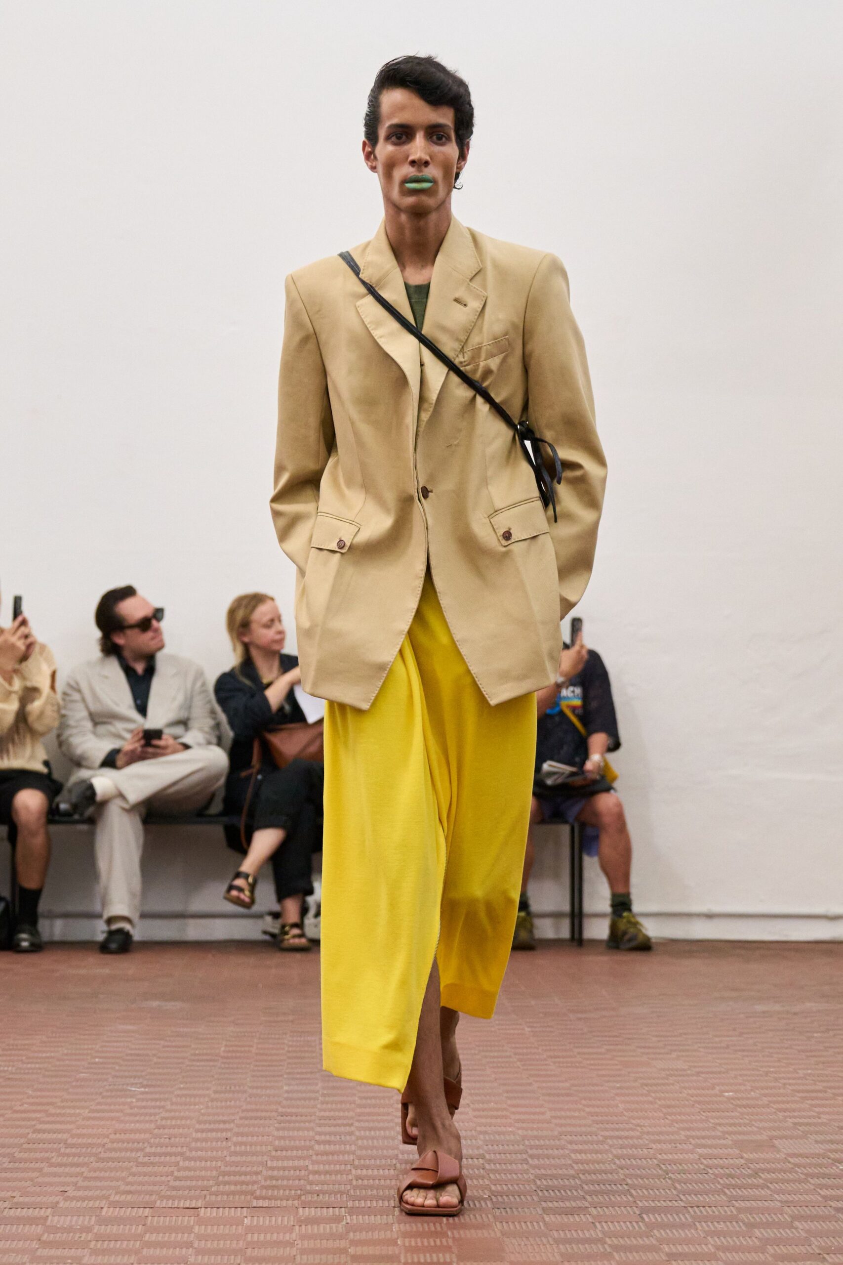 yellow relaxed wide-leg pants