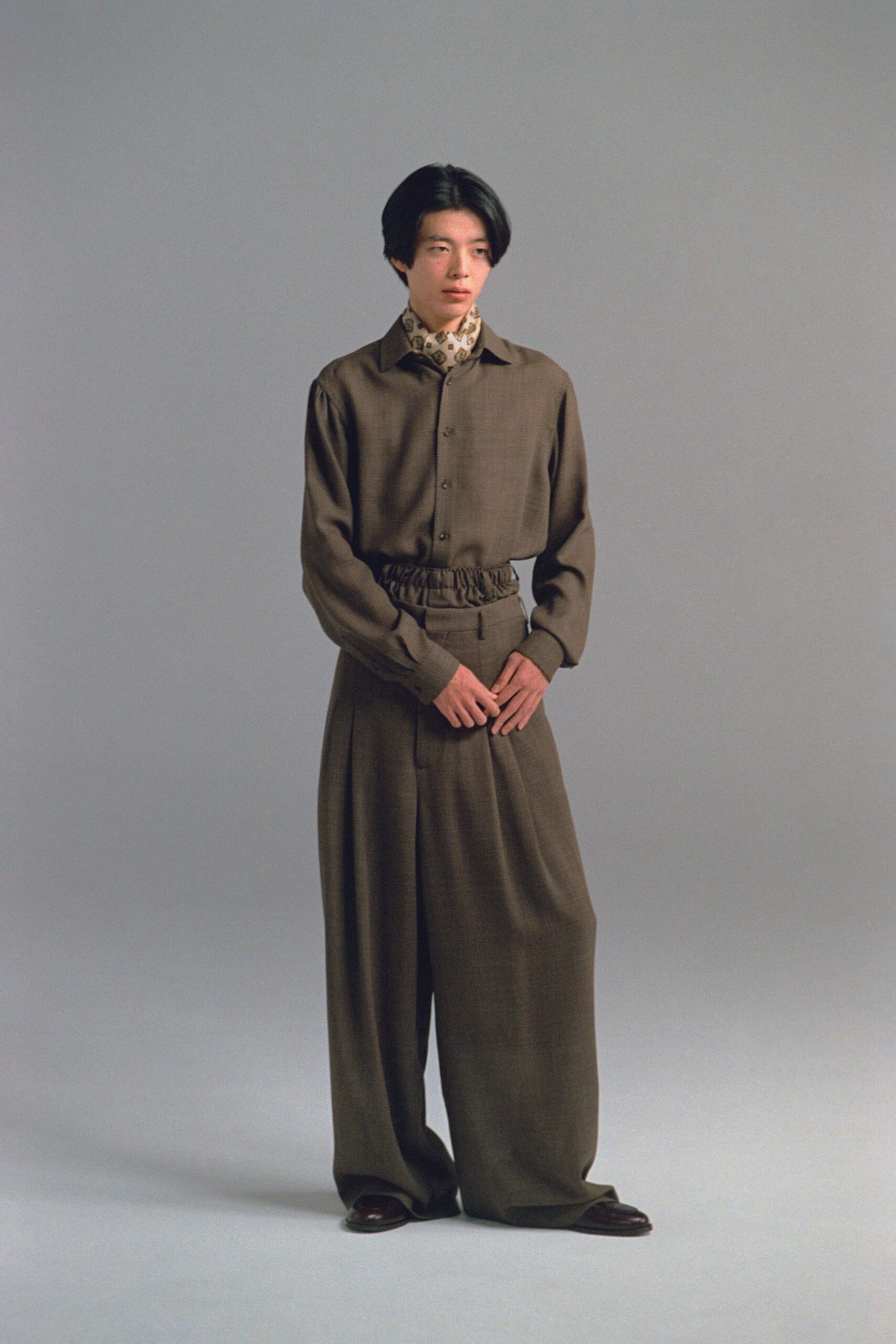 brown relaxed shirt and pants