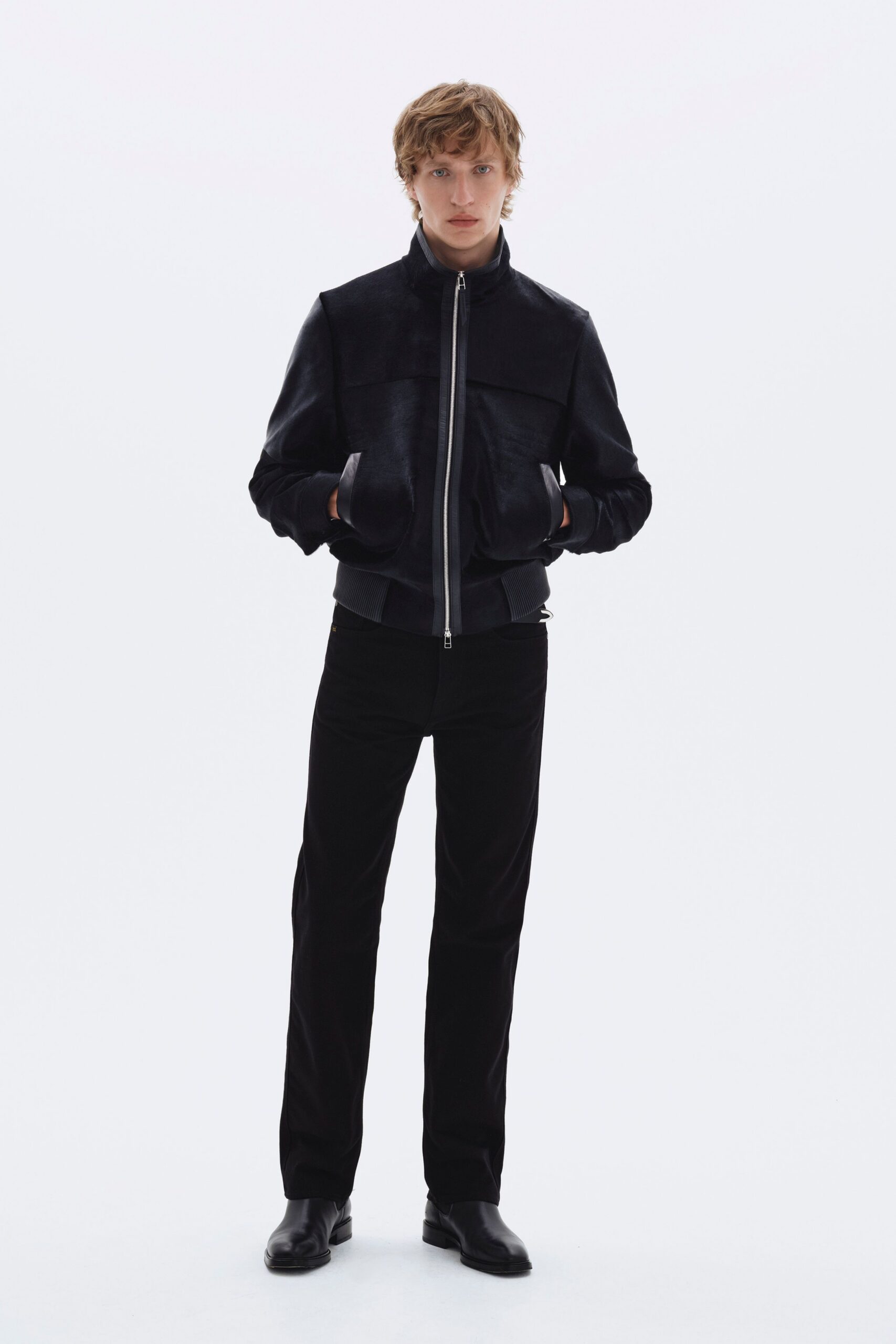 black leather jacket and pants