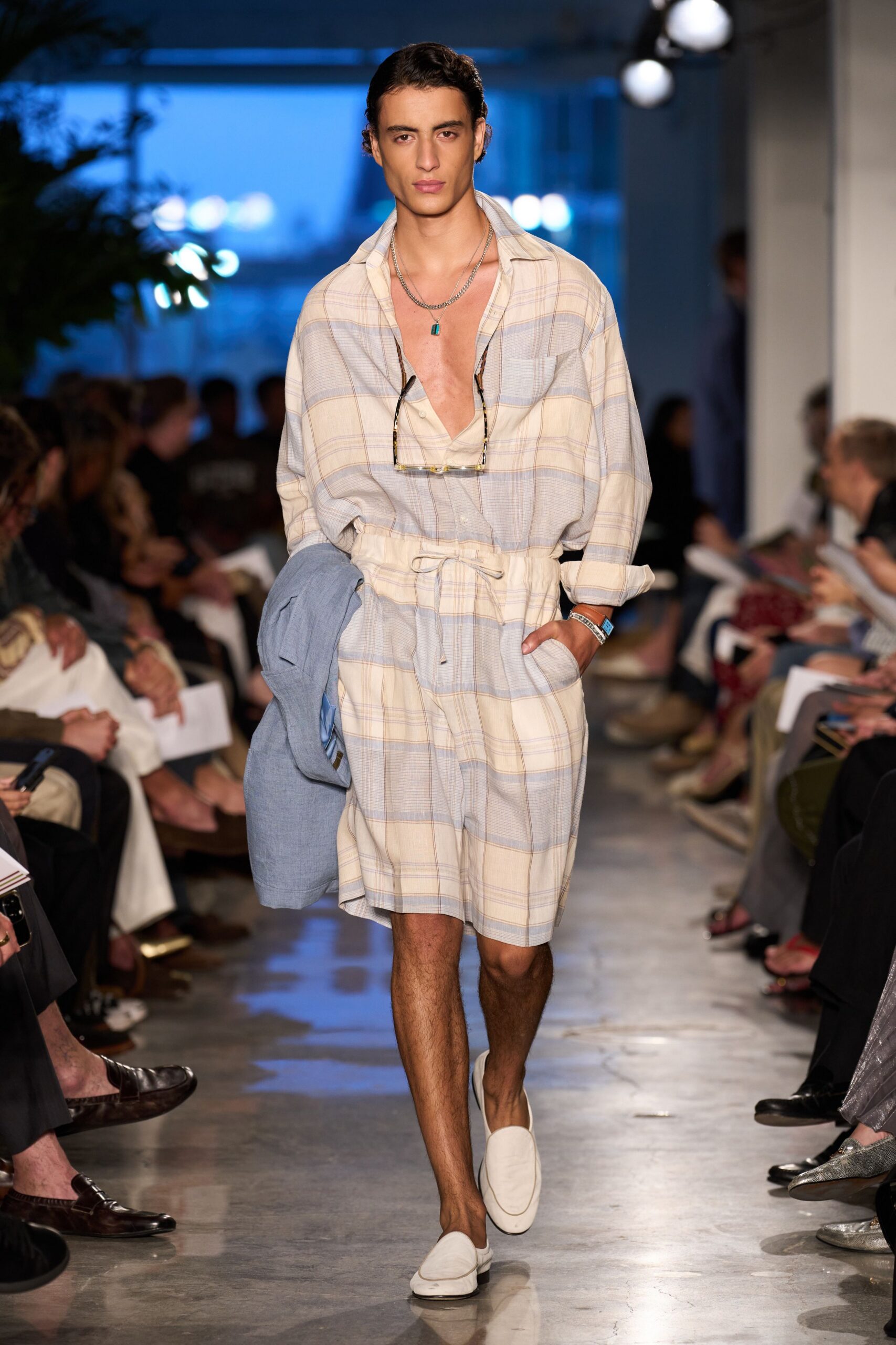 beige cotton long-sleeve collared relaxed buttoned belted shirt-dress