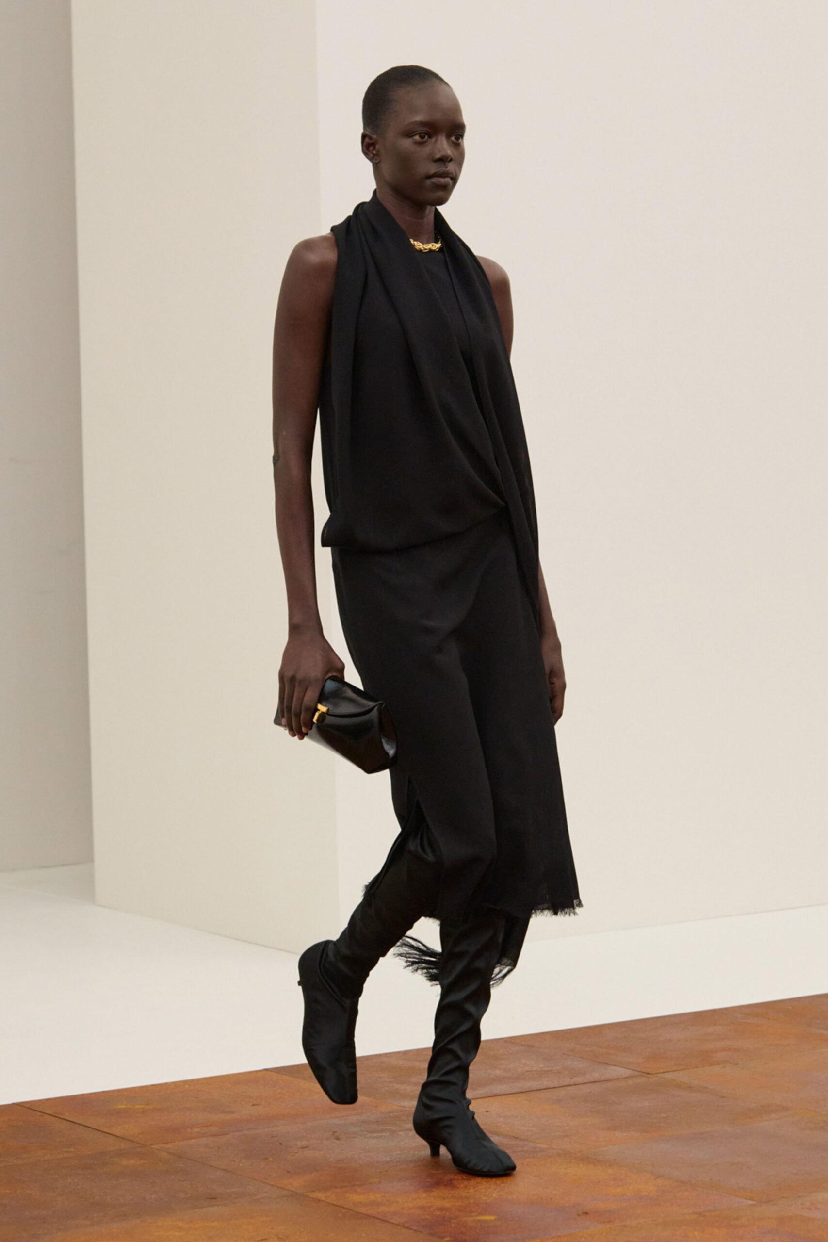 black silk sleeveless dress