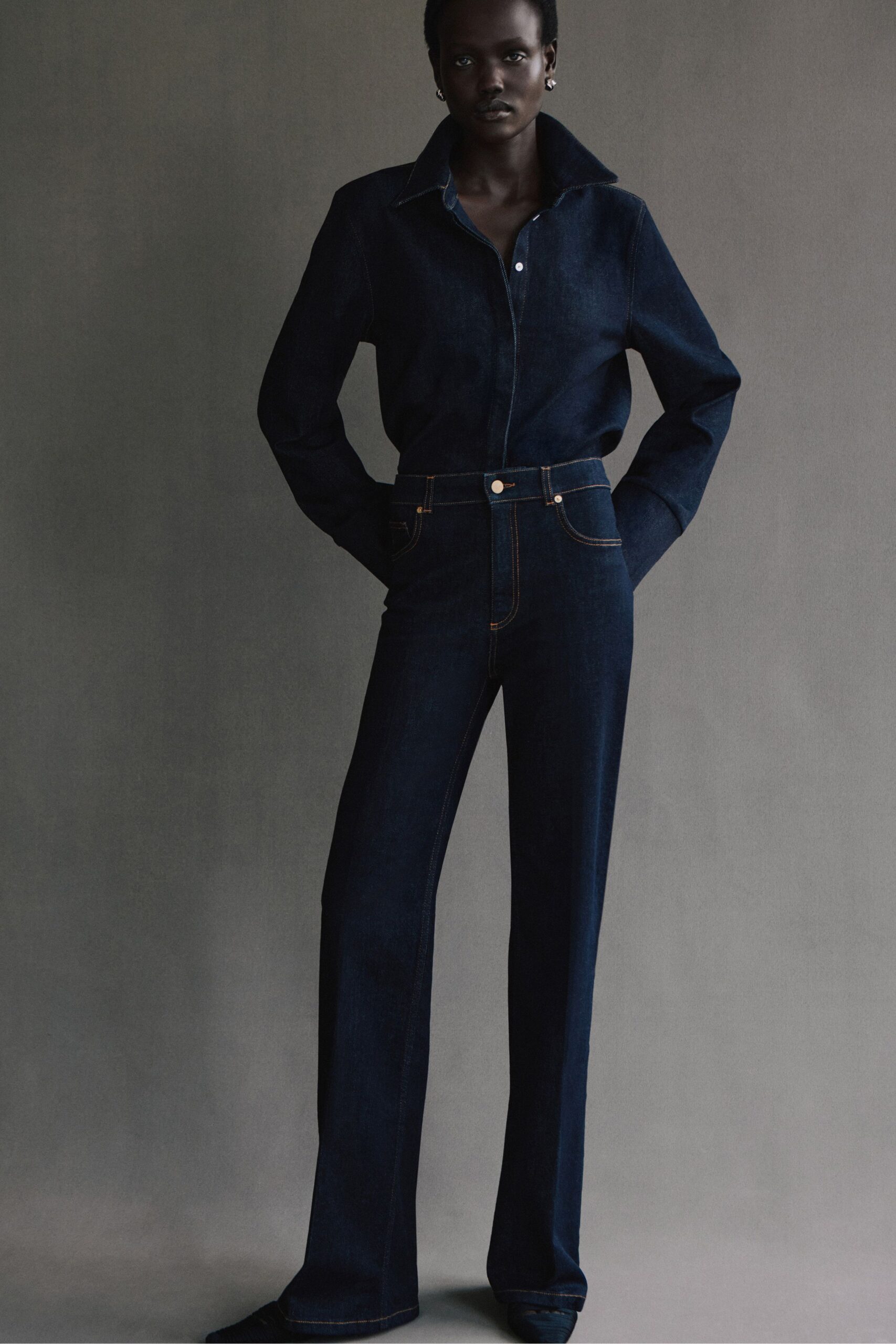 blue denim shirt and pants
