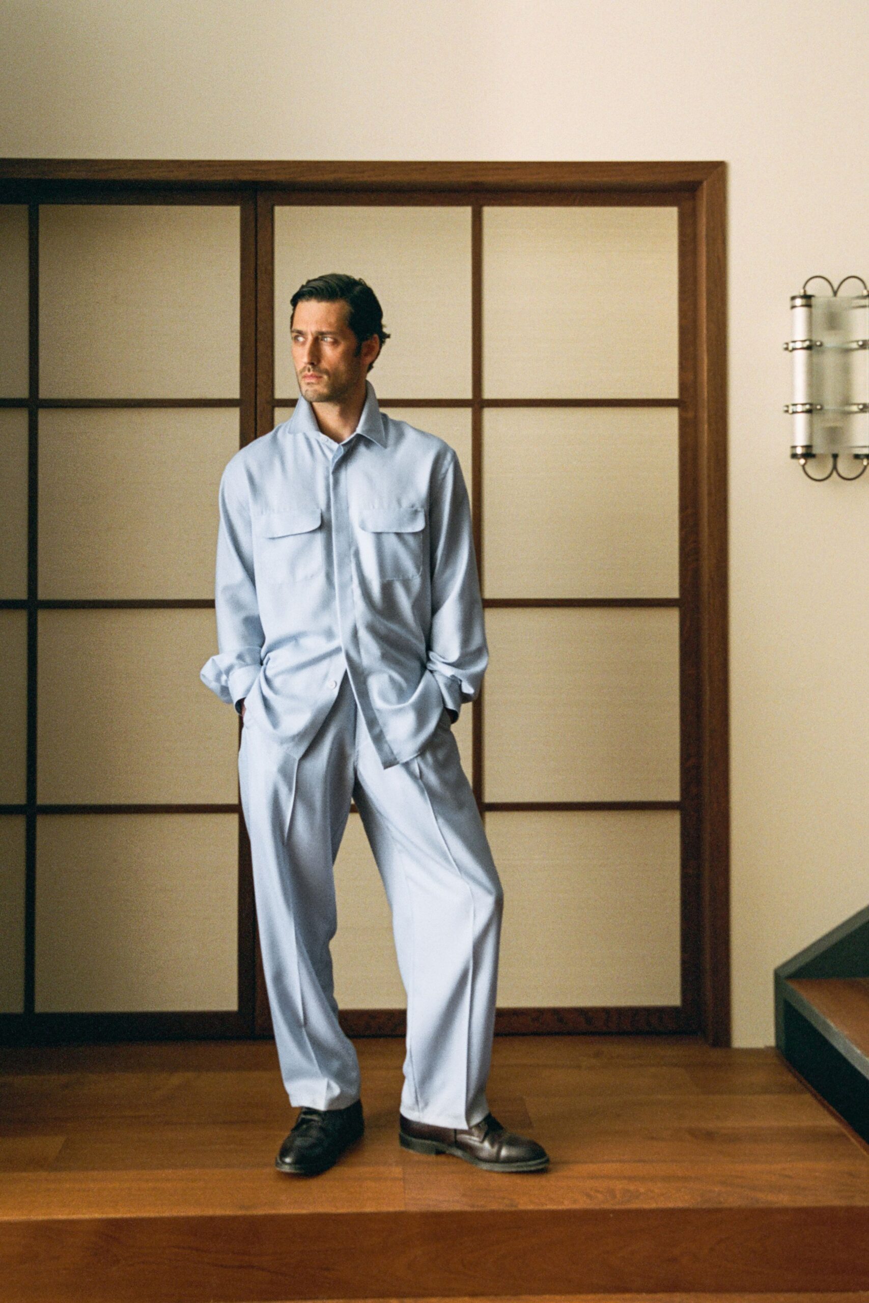 blue cotton shirt and pants
