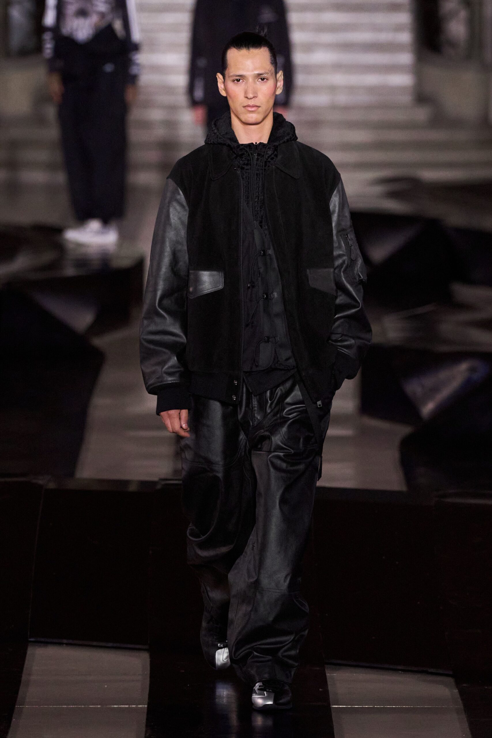 black leather jacket and pants