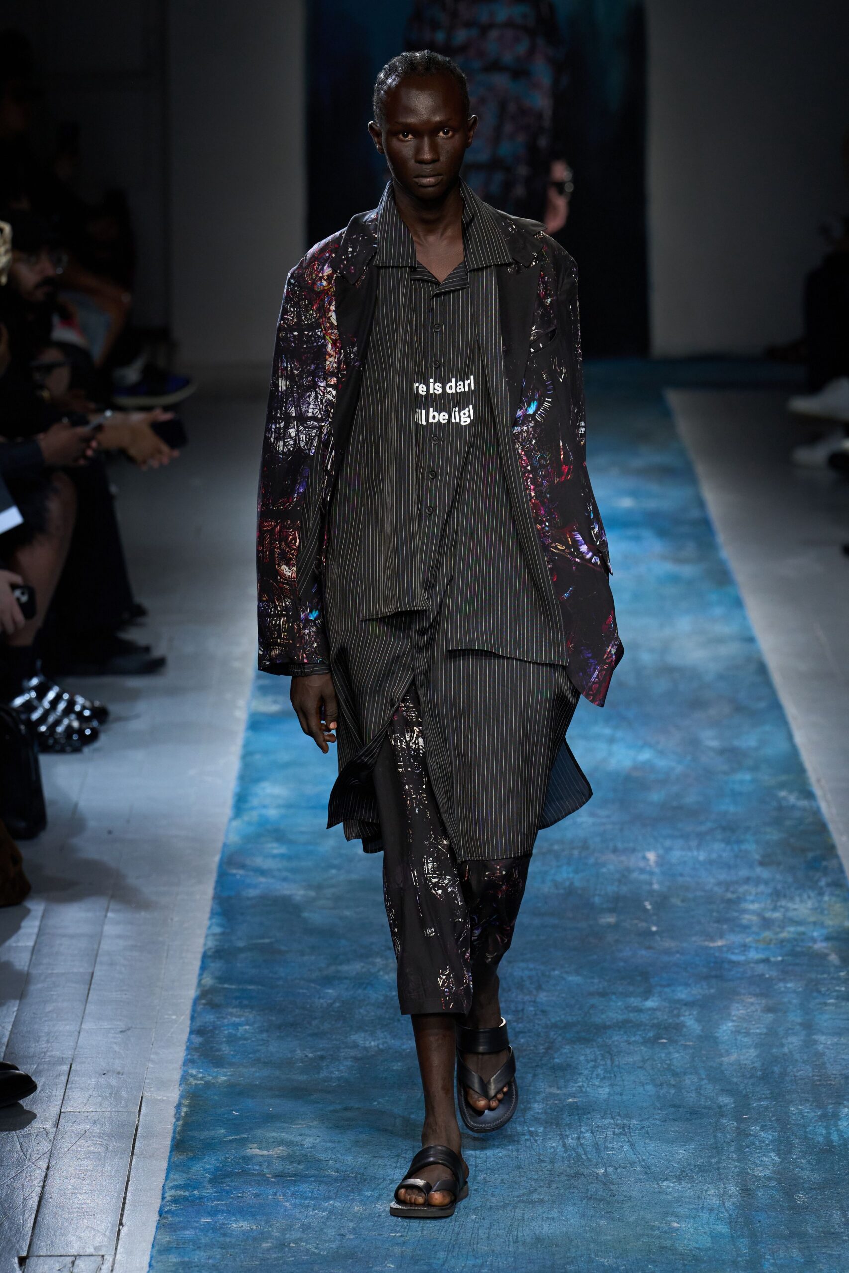 black multi printed coat and shirt