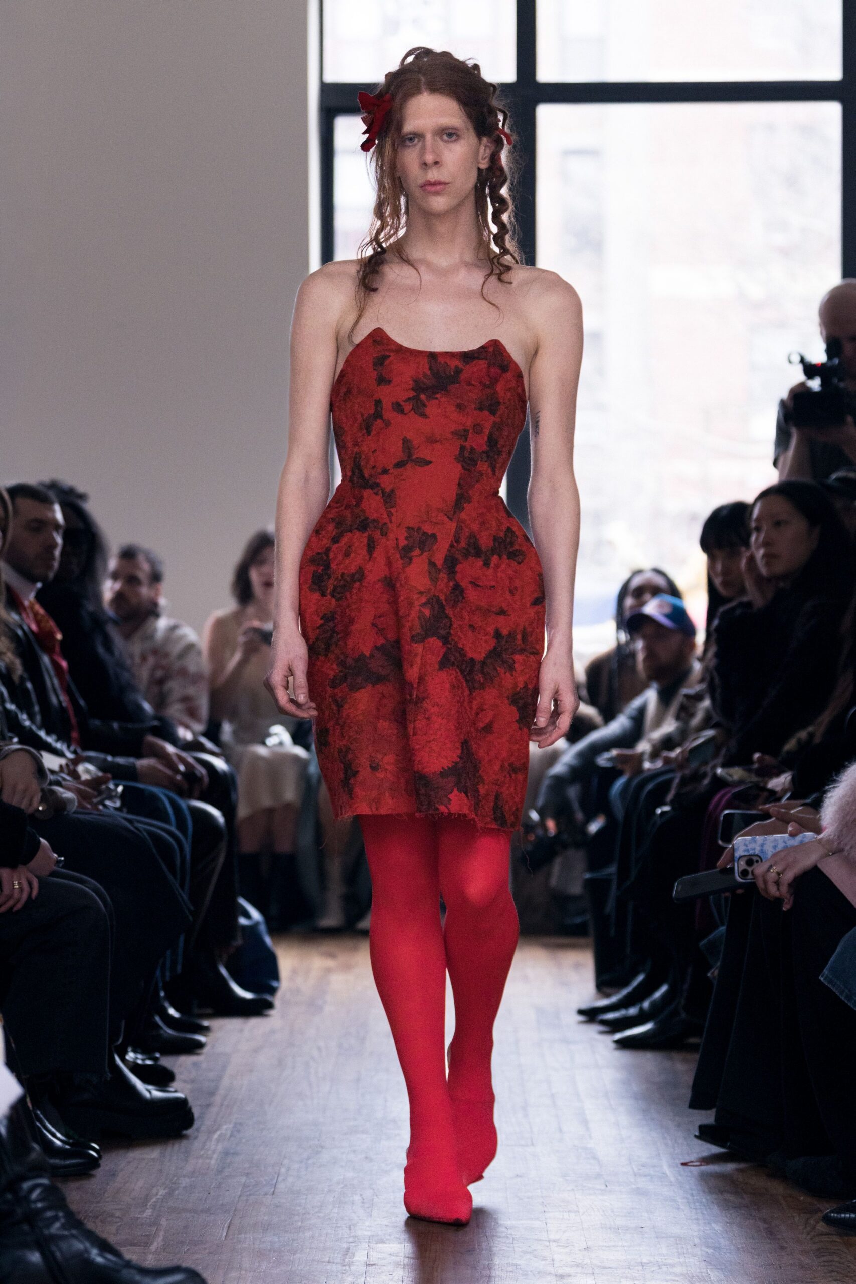 red silk sleeveless v-neck fitted floral mini dress