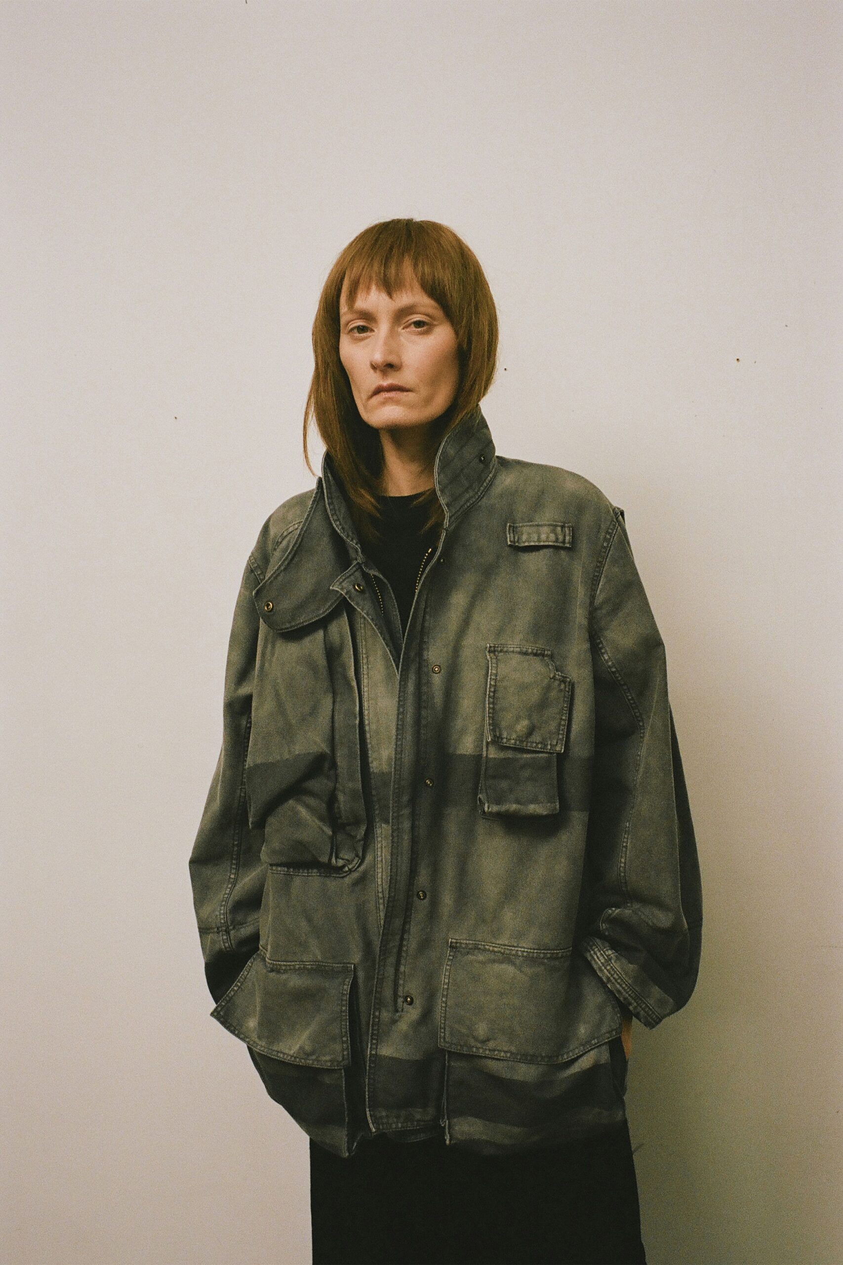 oversized gray denim jacket