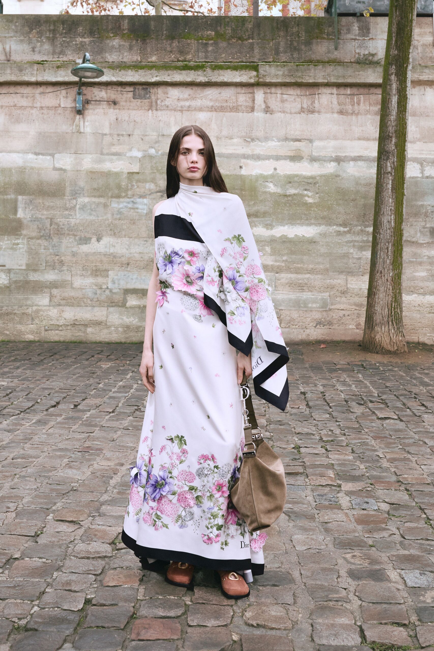 floral maxi gown with bag