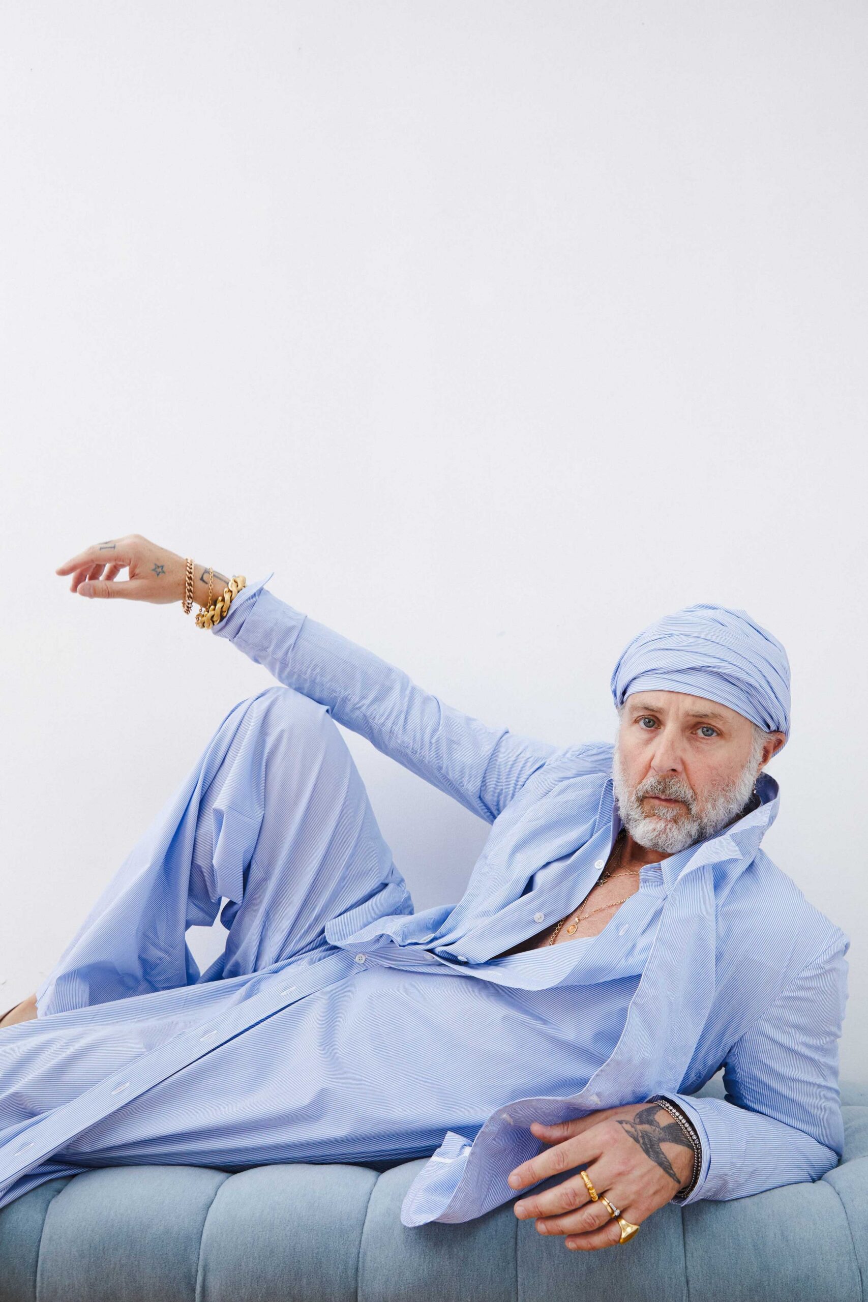 blue relaxed shirt and pants