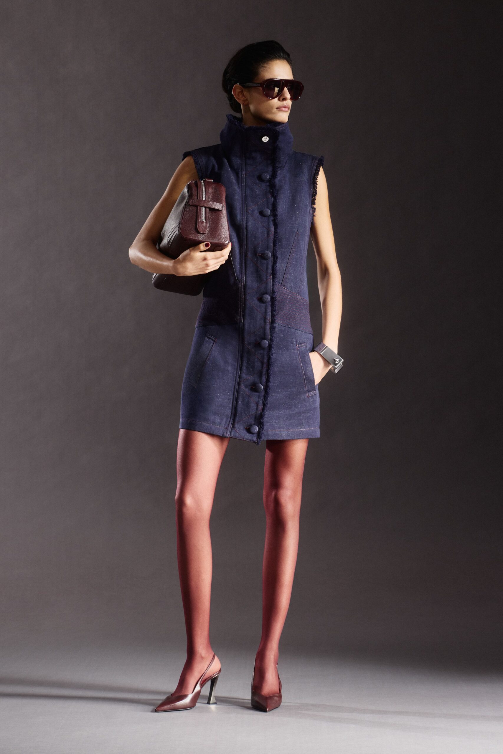 blue denim sleeveless mini dress