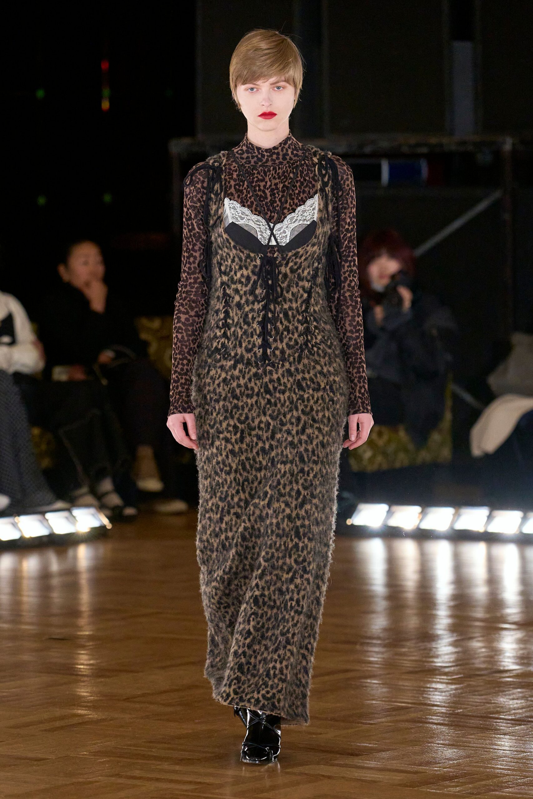 brown animal-print maxi dress