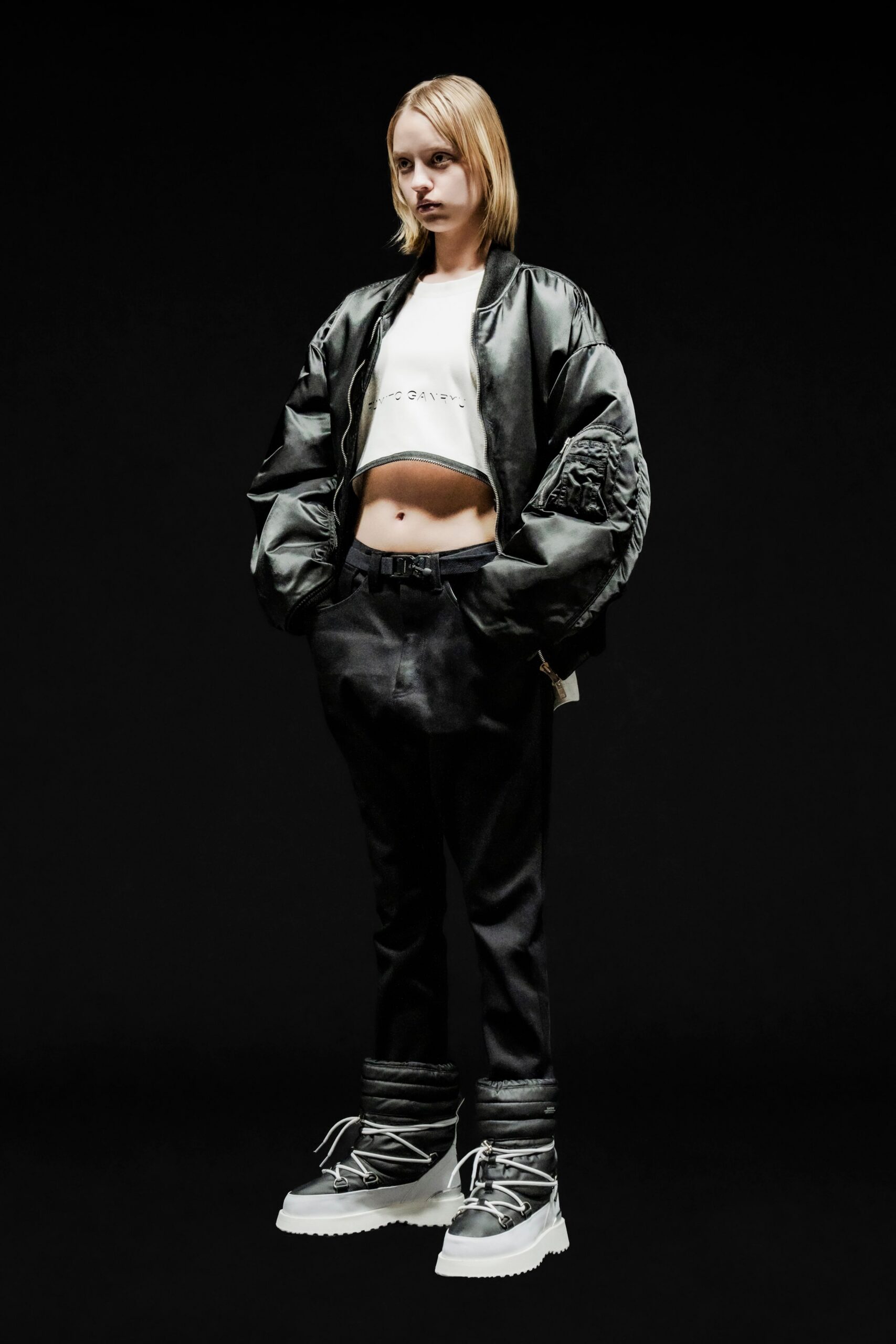 black oversized leather jacket