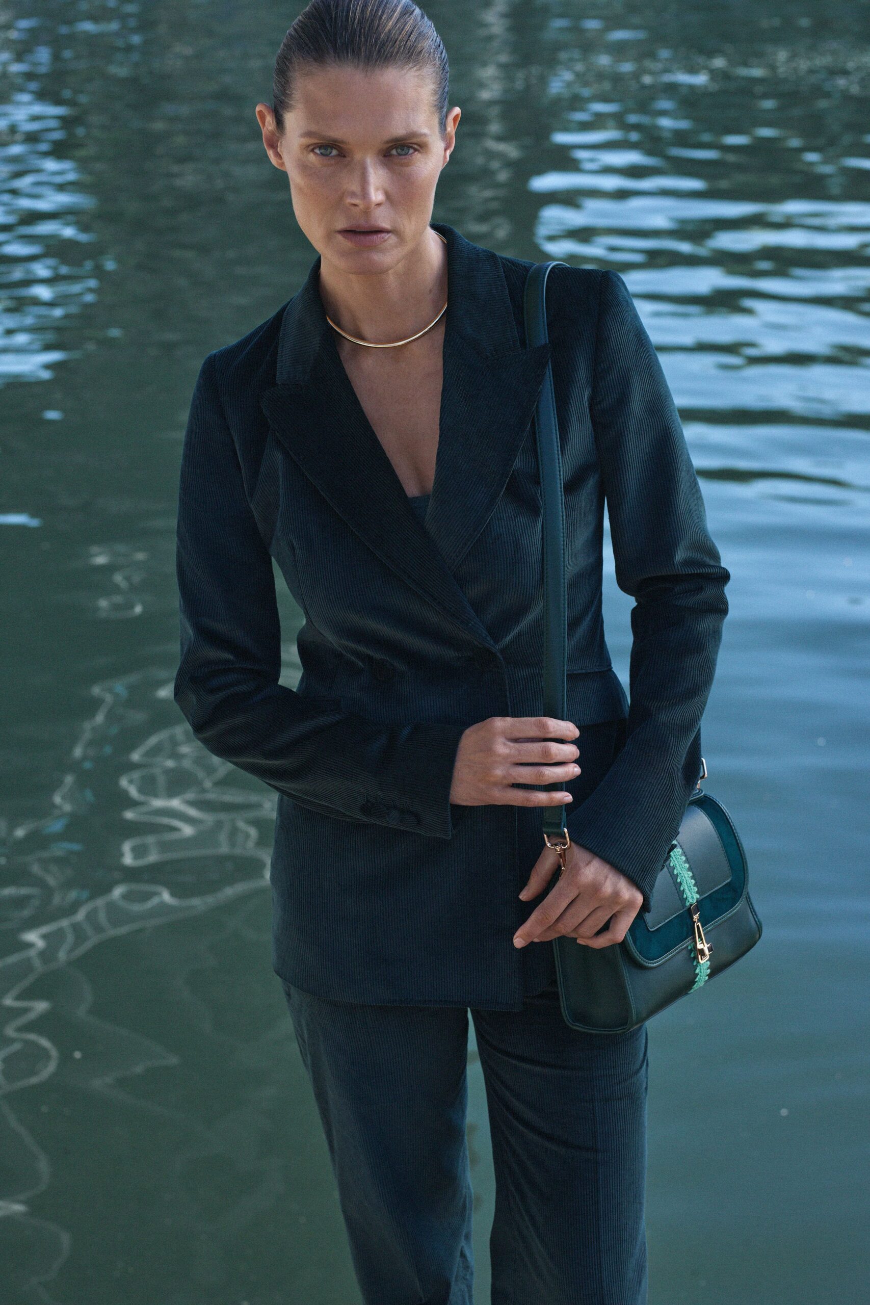 black tailored blazer and pants