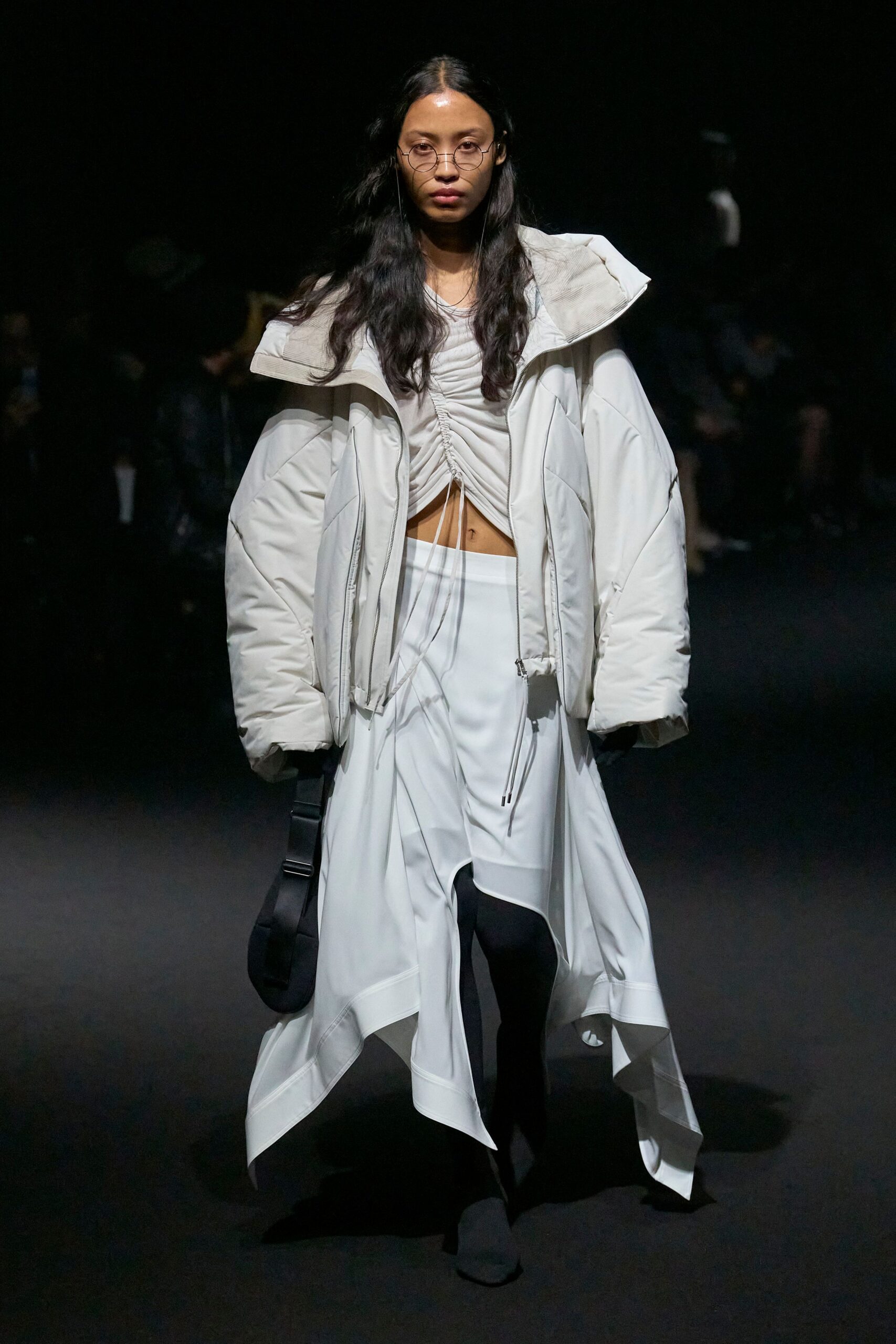 oversized white coat with gray top