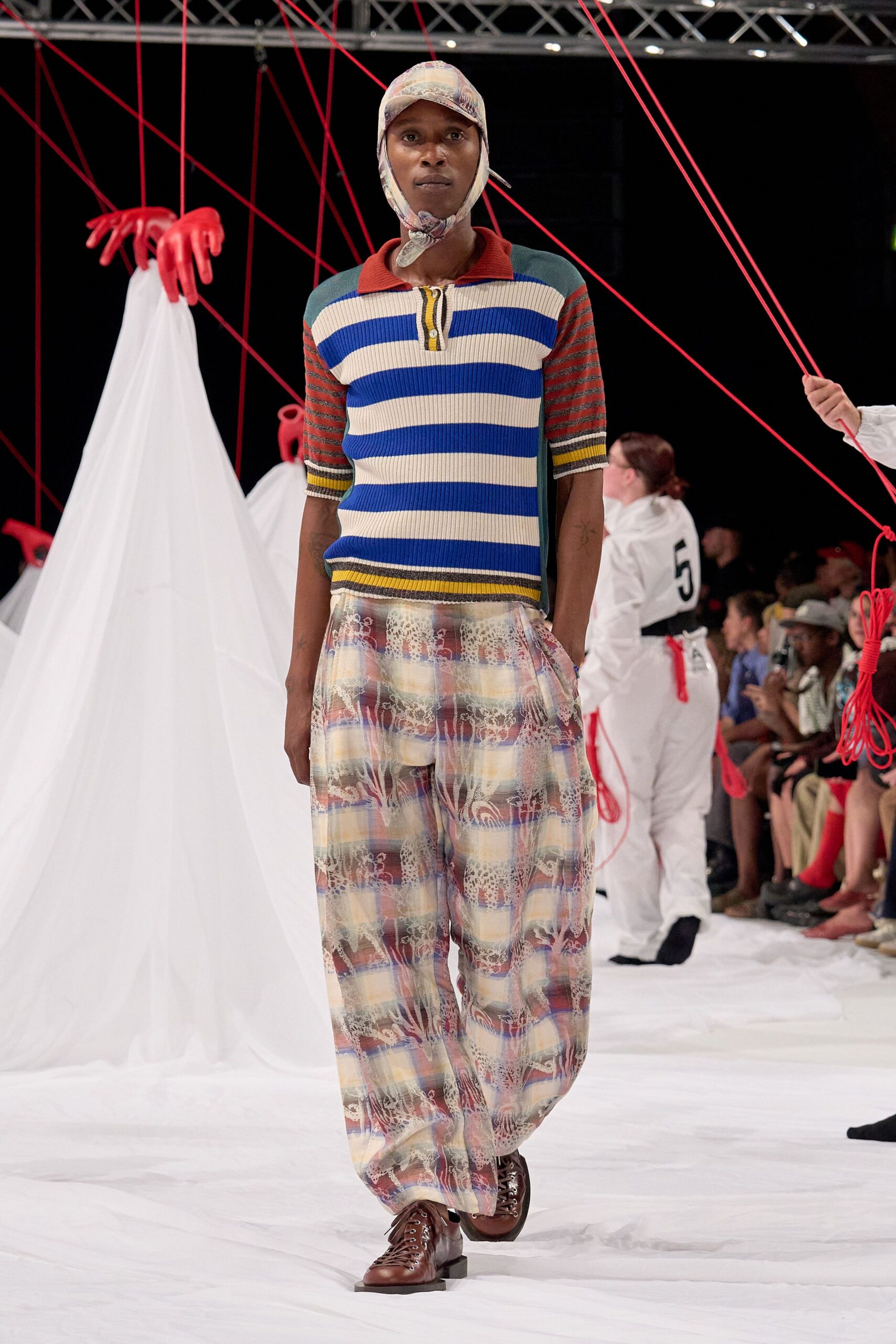 striped top with flared pants
