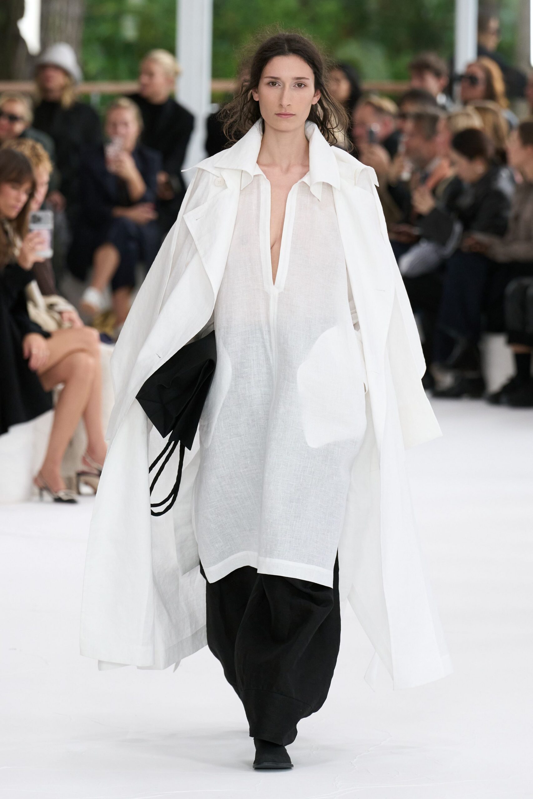 white coat with black pants