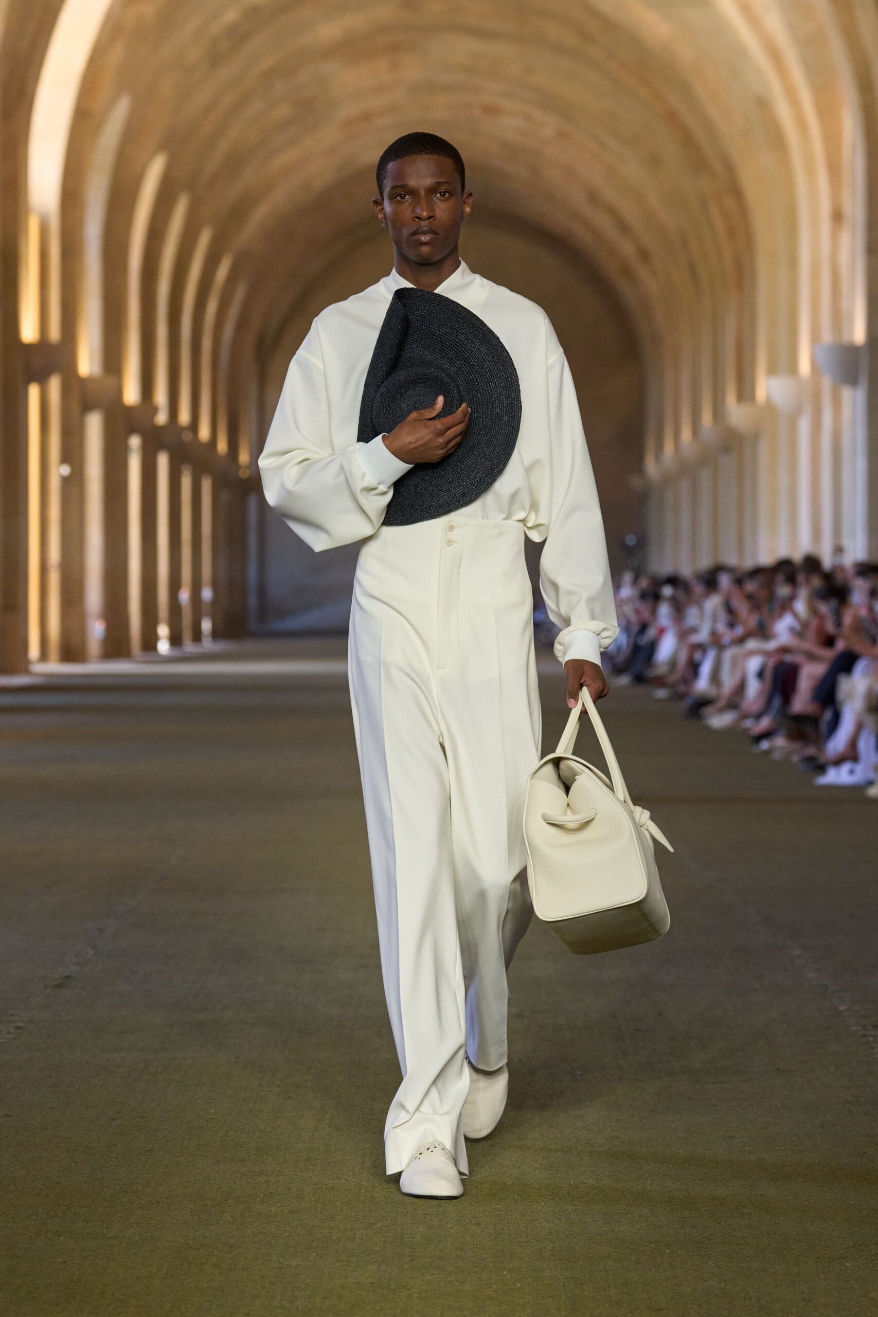 white relaxed shirt and tailored pants