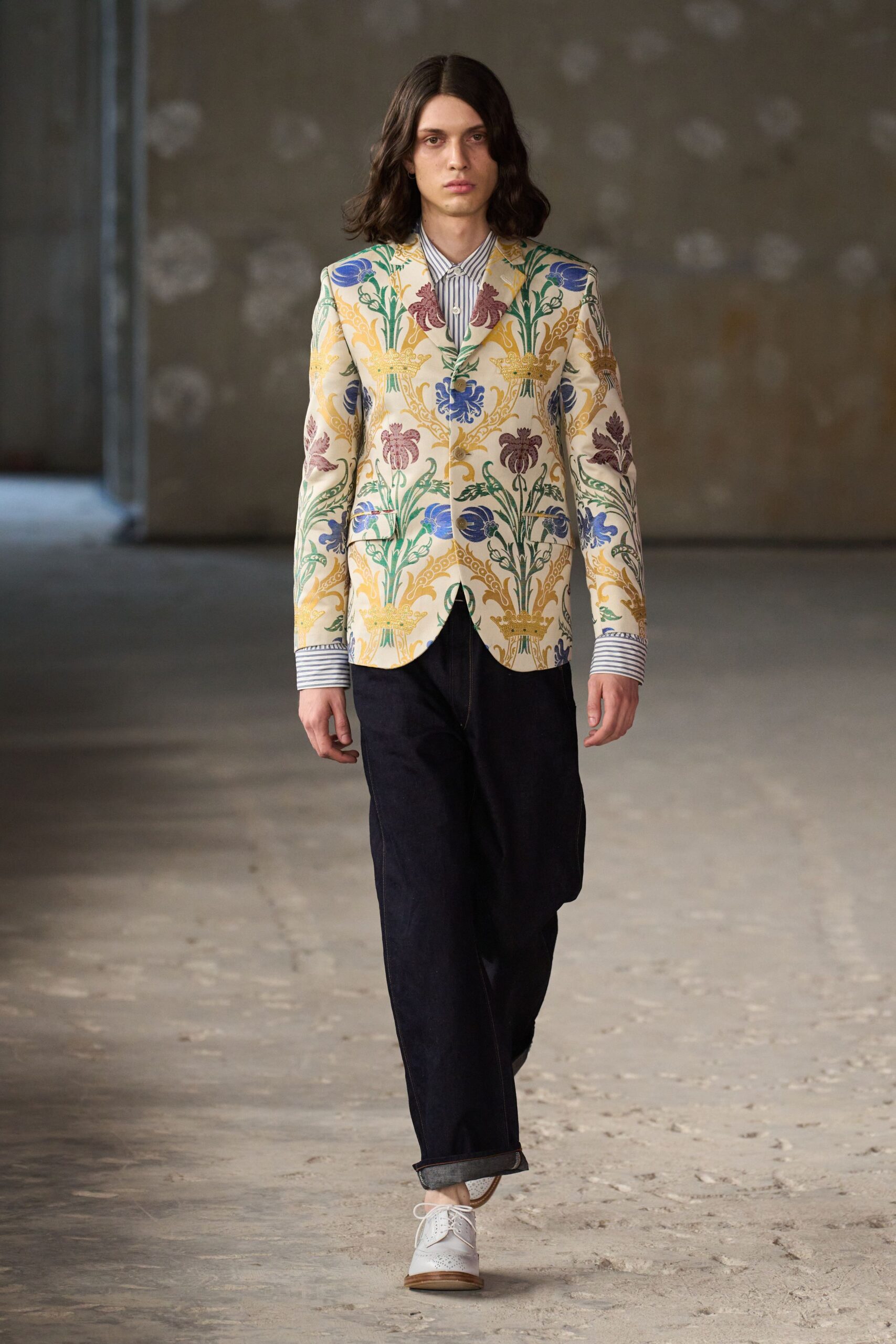 floral blazer with relaxed pants