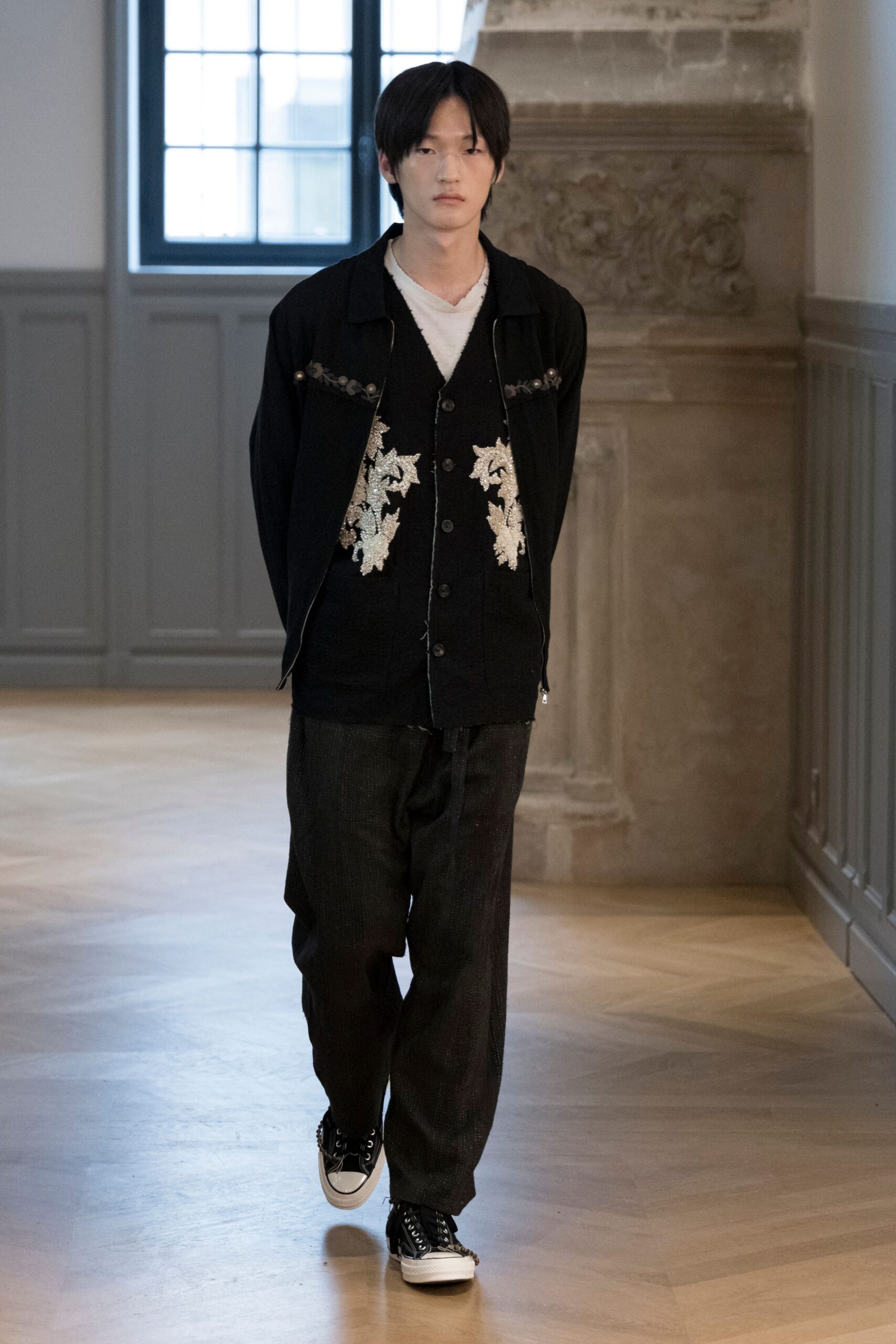 black relaxed jacket with vest