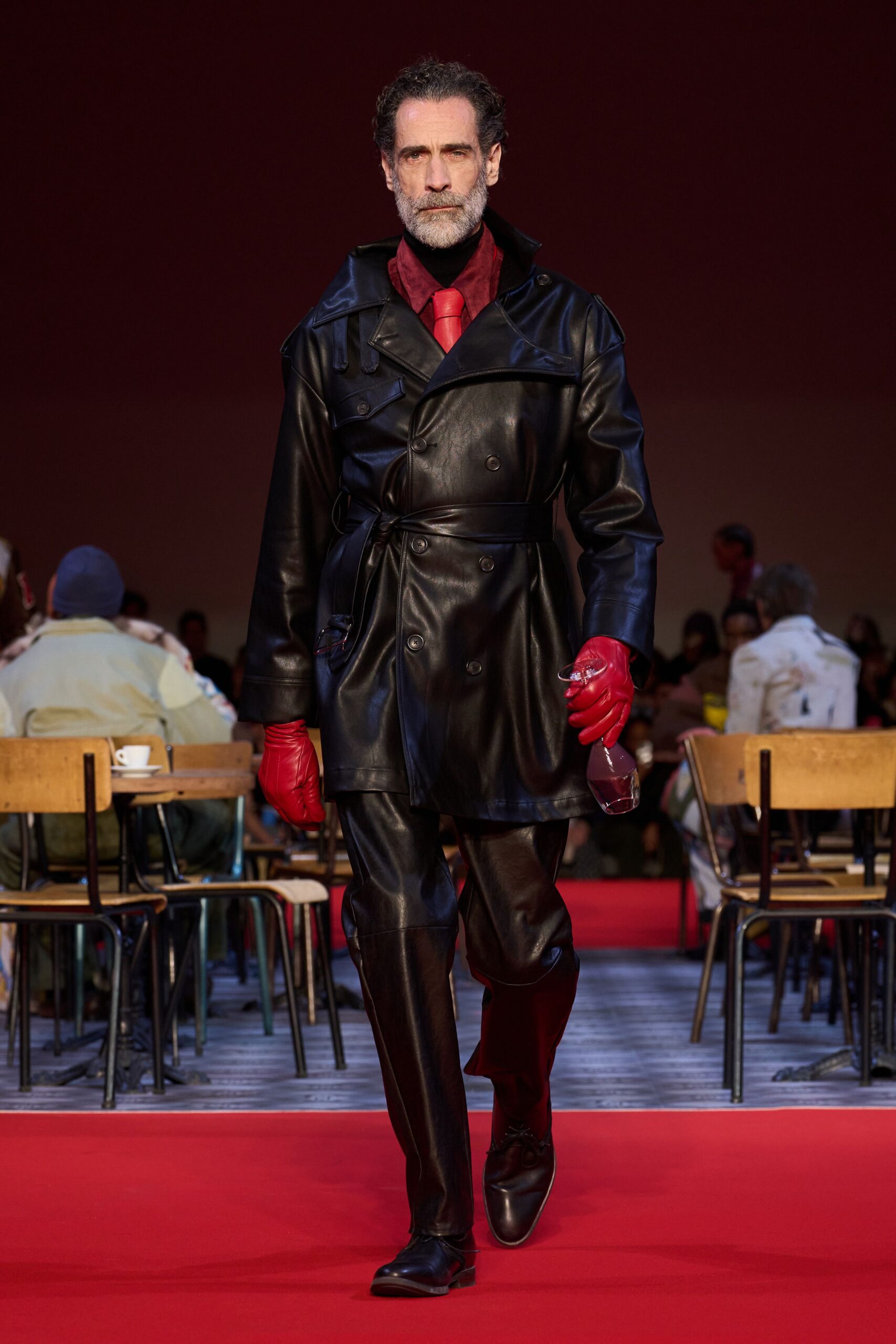 red leather gloves