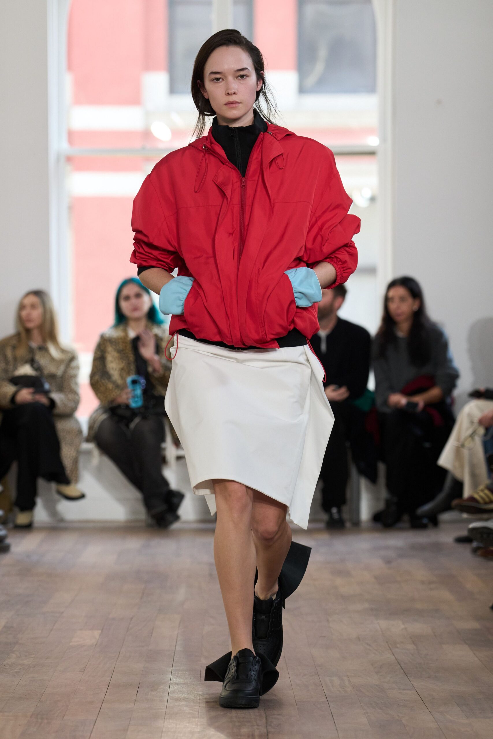 white asymmetric fitted skirt