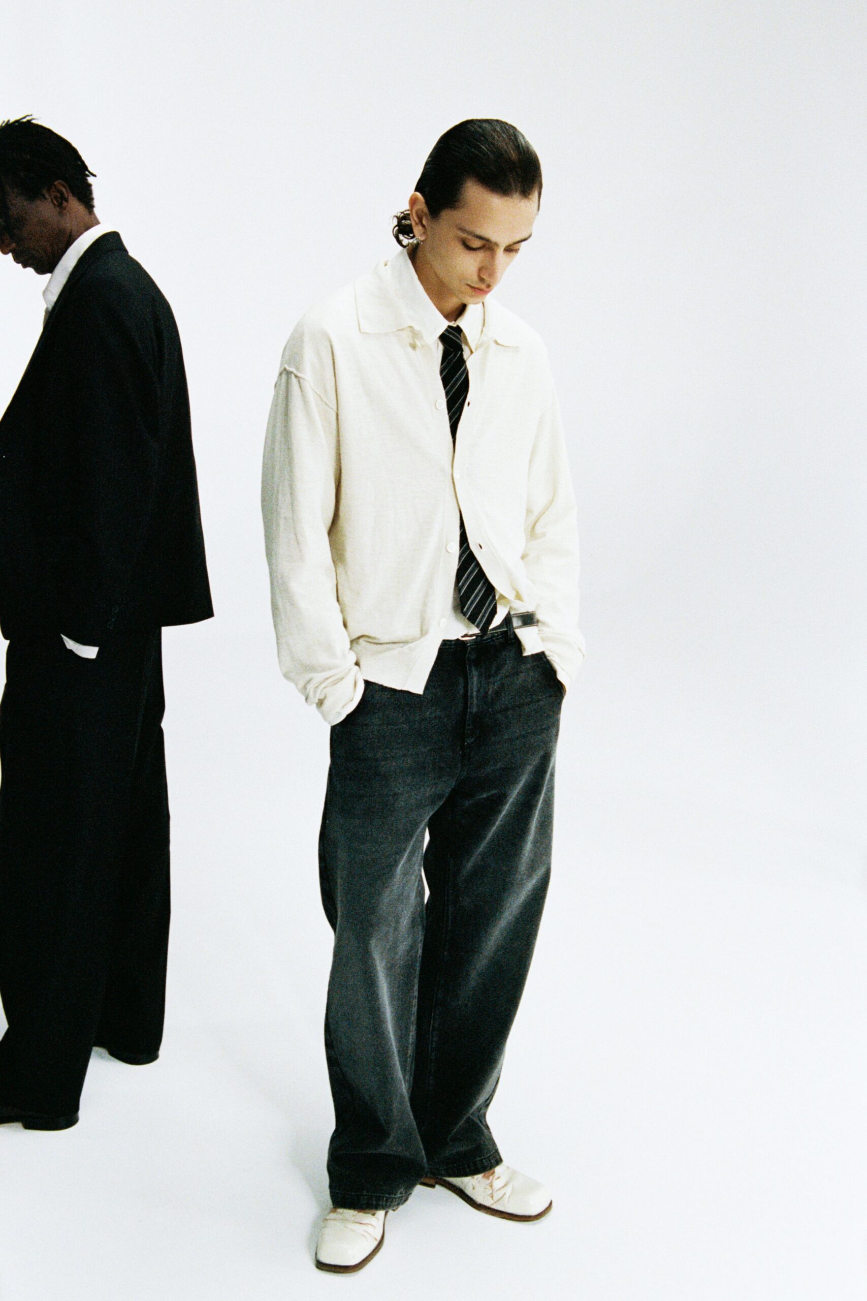 white shirt relaxed fit pants
