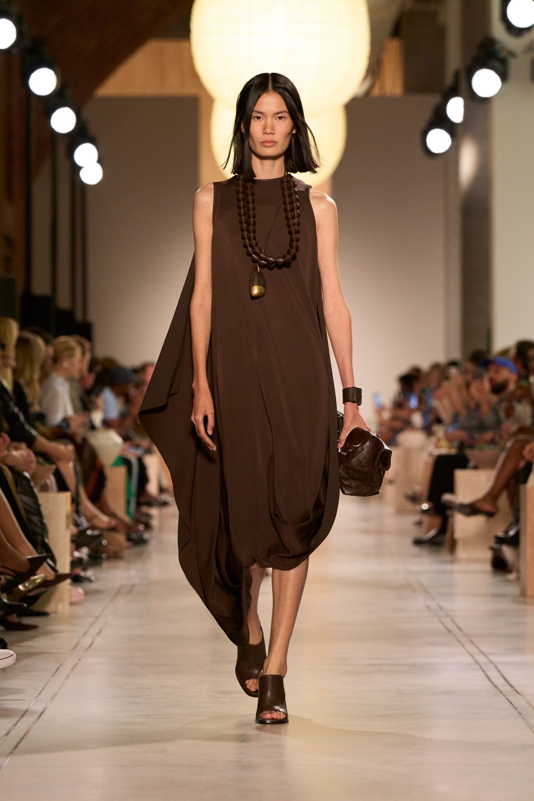 brown relaxed sleeveless dress