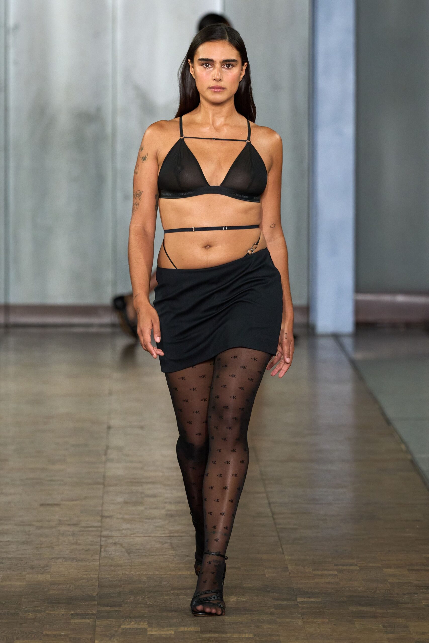 black mesh sleeveless halter fitted sheer bikini