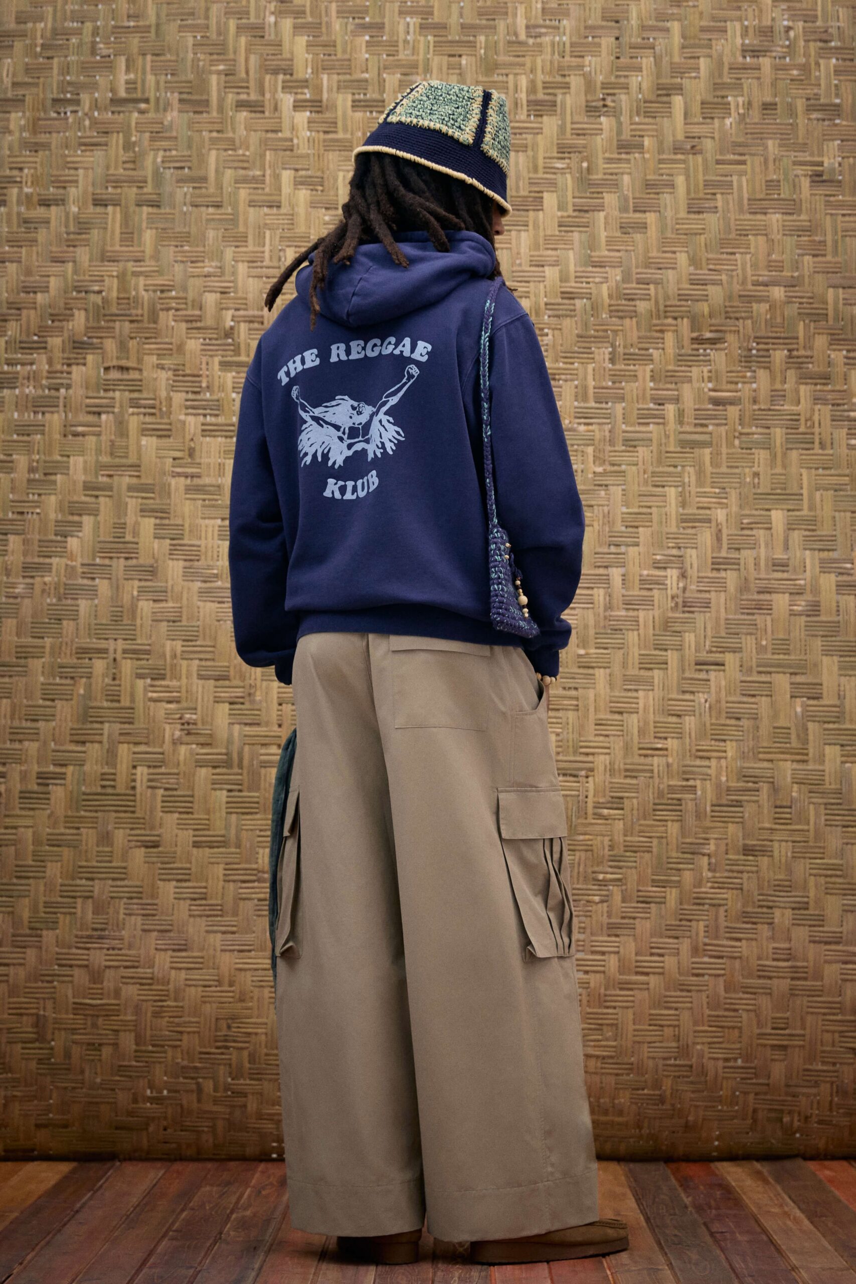 navy hoodie with cargo pants