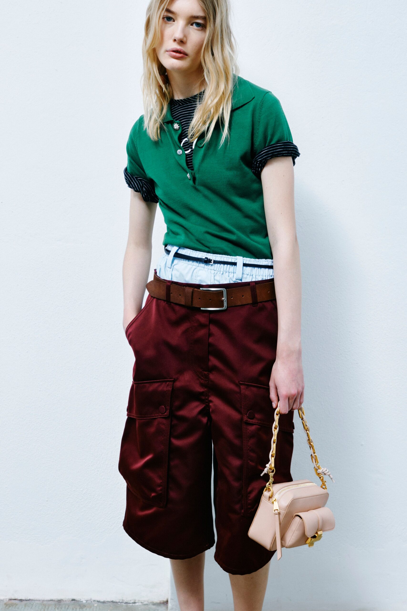 maroon cotton relaxed cargo shorts