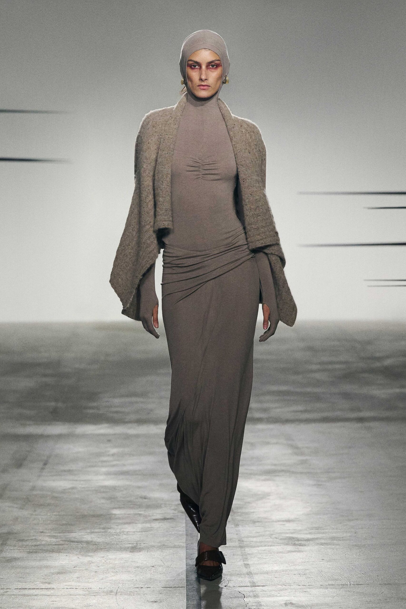 gray wool relaxed cape