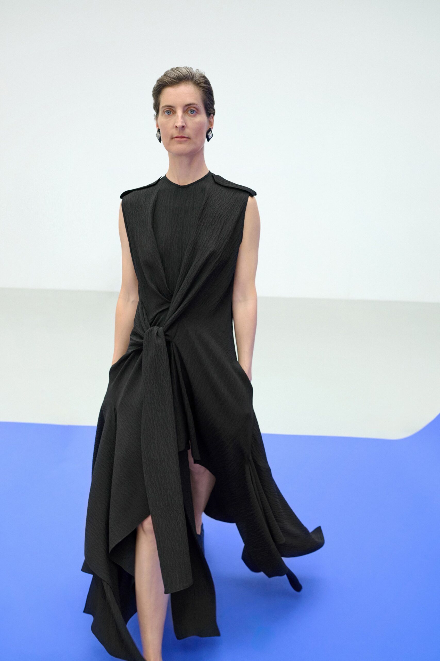 black silk sleeveless dress