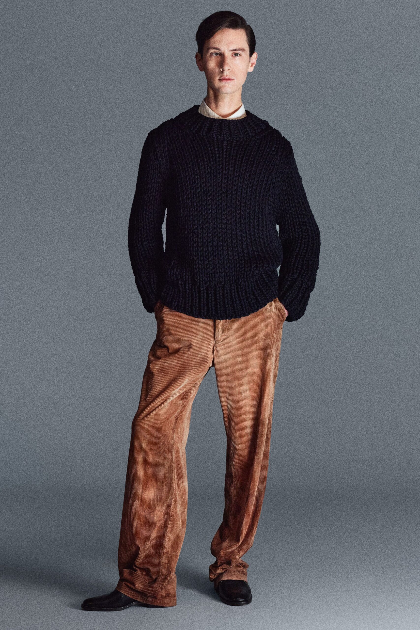 brown suede relaxed straight-leg pants
