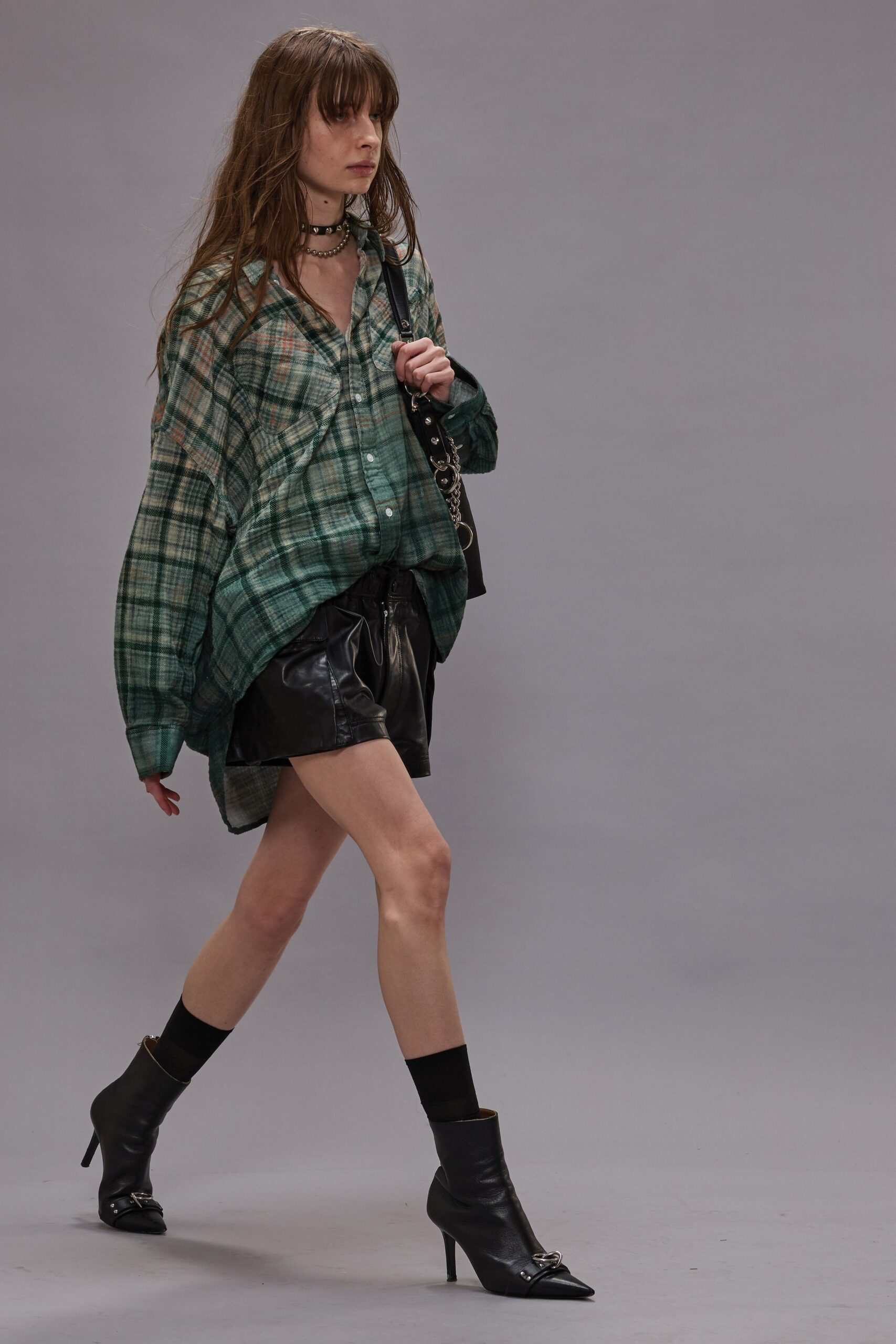 oversized green checked shirt