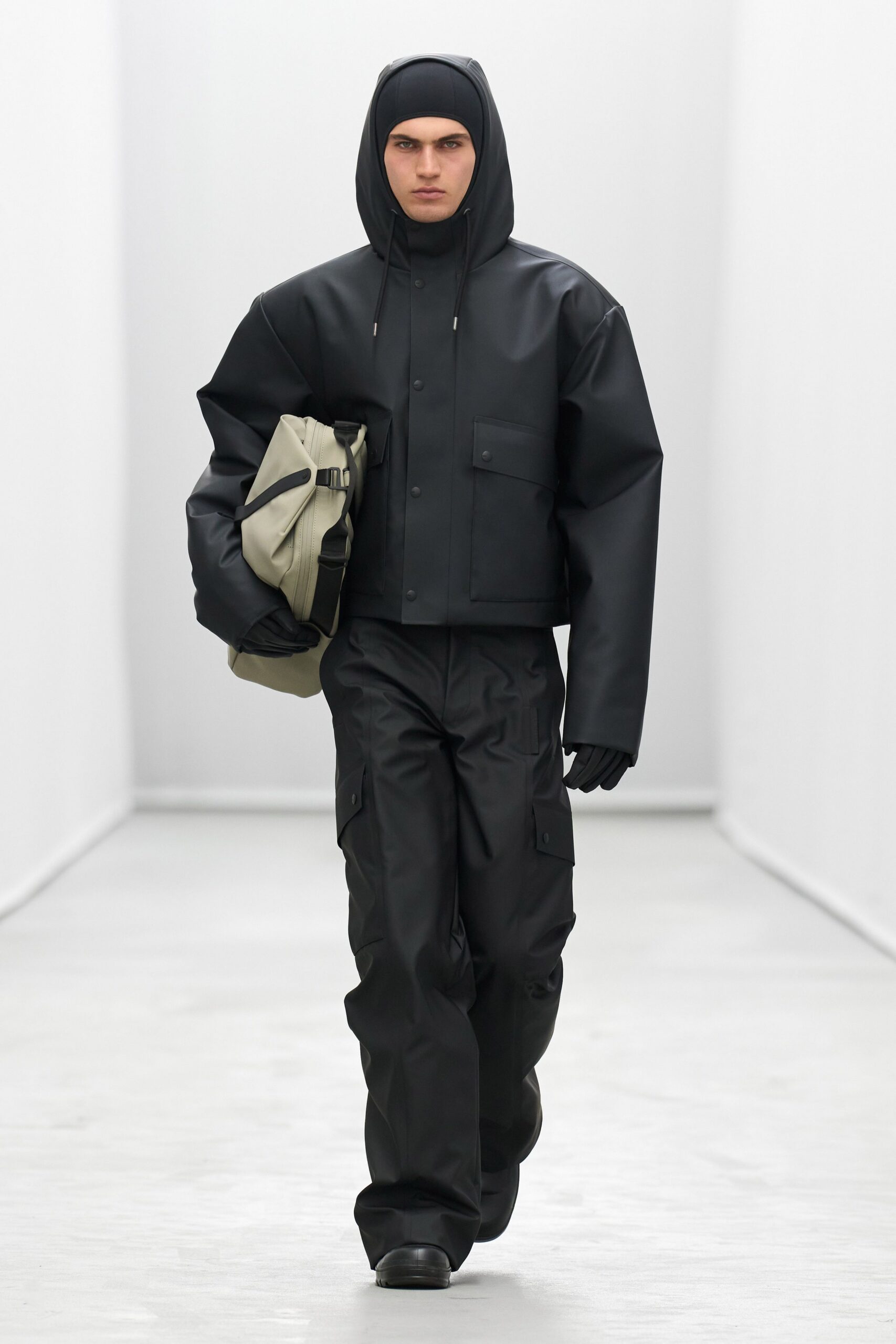 black oversized jacket and pants
